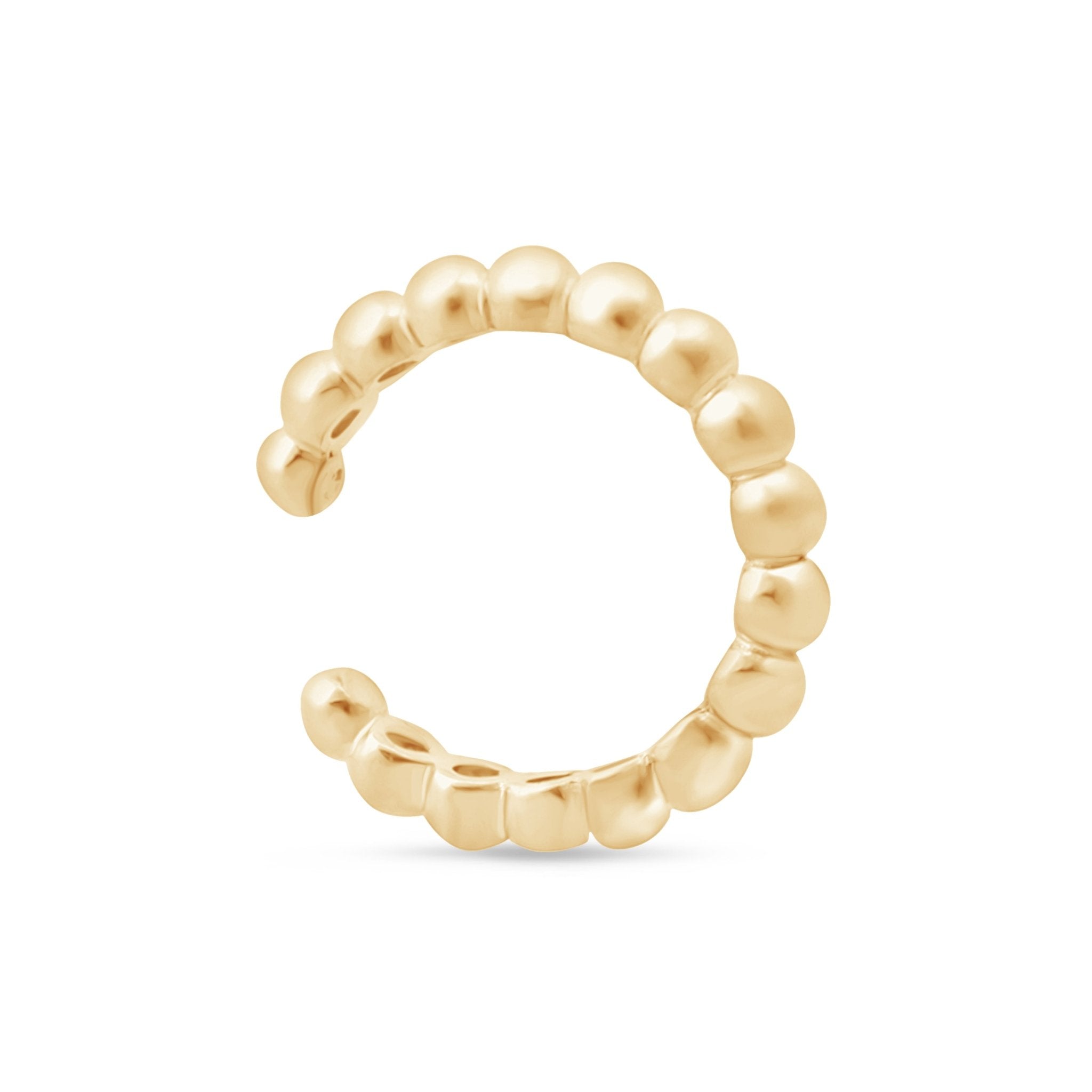 14K Solid Yellow Gold Beaded Ear Cuff - Elegant Non-Pierced Ear Jewelry for Women, Perfect for Parties, Weddings & Everyday Wear