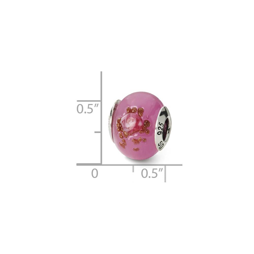 Black Bow Sterling Silver Murano Glass Bead Charm for Jewelry Making