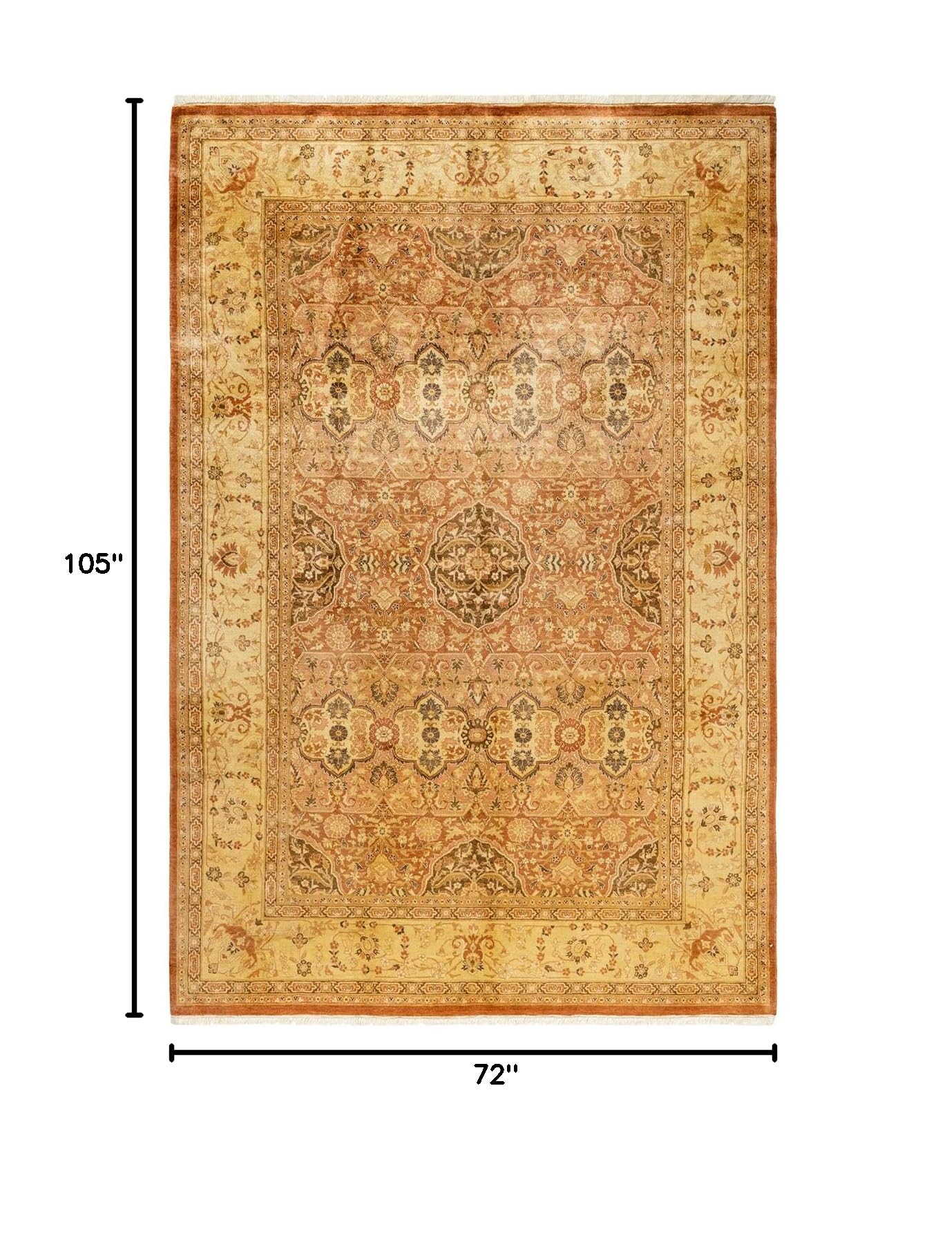 Handmade Wool Traditional Floral Mogul Brown 6x9 Area Rug - Solo Rugs One of a Kind Hand Knotted - Perfect for Living Room, Bedroom & Home Decor