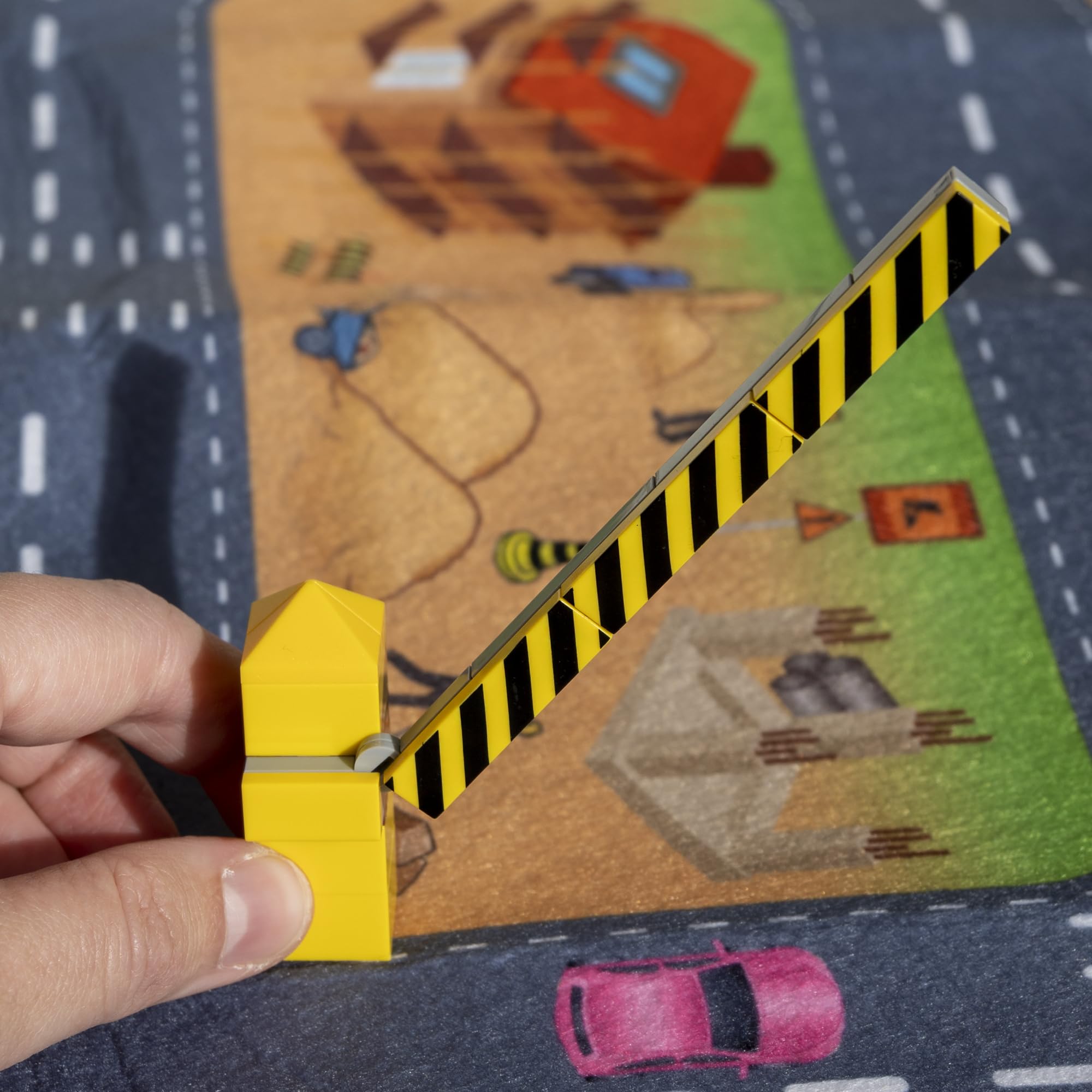 PLAYZOCO Traffic Sign Barrier Construction Toy Set - Mini Traffic Signs & Road Blocks (5cm Height) - Compatible with Lego - Perfect for Kids' Construction Play & City Scenes