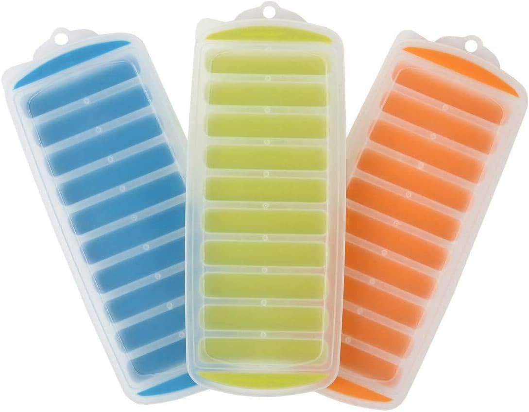 Lily's Home Silicone Ice Cube Tray Set - 3-Piece Quick Freeze Ice Trays with Lids, Makes 30 Cubes (10 Slots Each) - Perfect for Cocktails, Iced Coffee & Beverage Cooling - BPA-Free Flexible Ice Cube Molds for Home & Bar Use