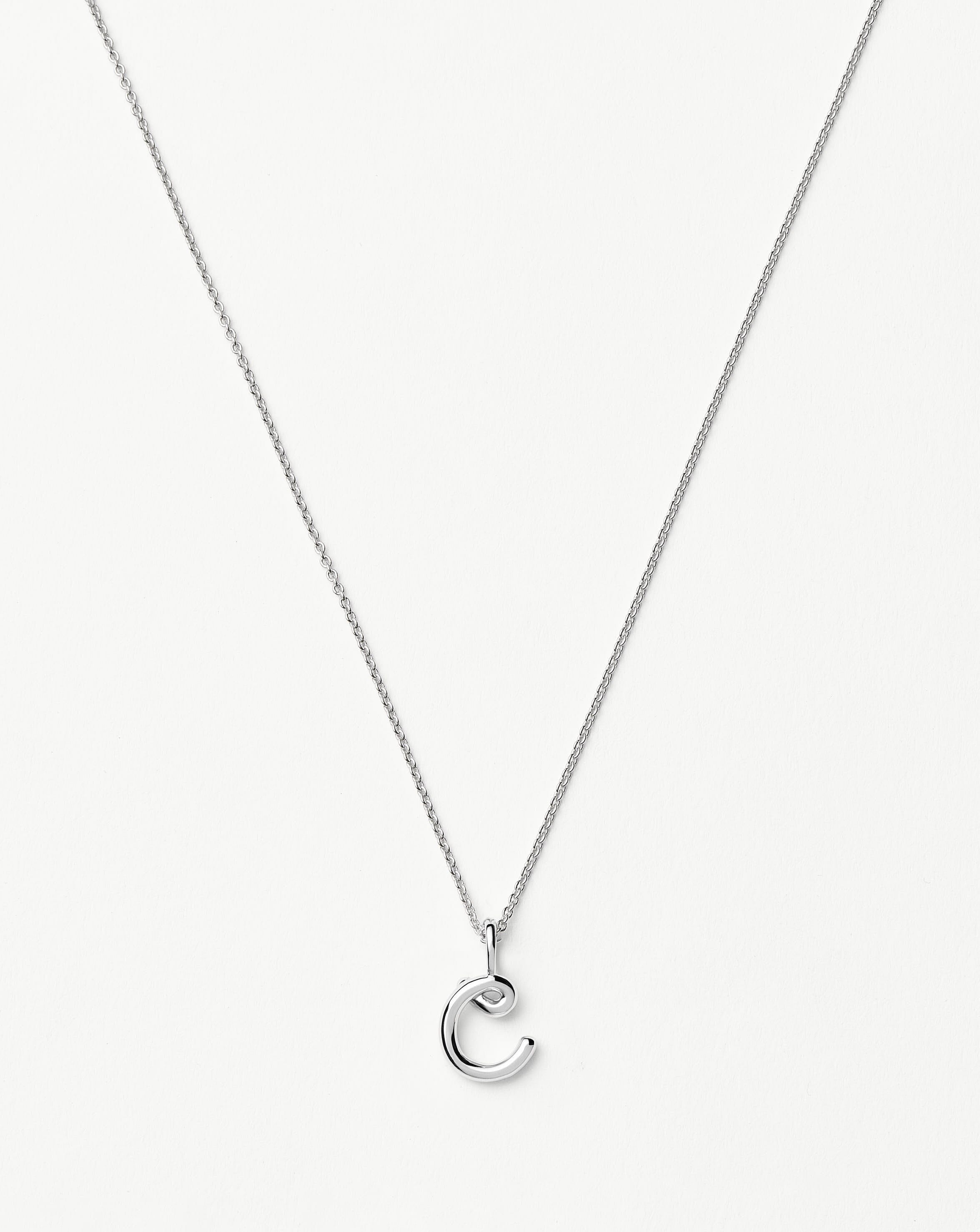 Curly Molten Mini Initial Necklace - Sterling Silver Personalized Jewelry for Women | Elegant Gift for Her, Birthday, Anniversary, Valentine's Day