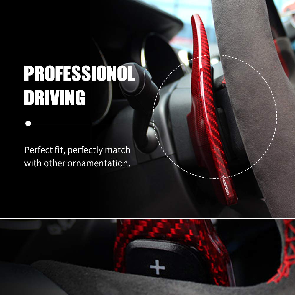Carbon Fiber Paddle Shifters for Dodge Challenger, Charger, Durango RT & Scat Pack 2015-2020 | Jeep Grand Cherokee 2014-2020 | Interior Upgrade & Racing Style (Red) - Enhance Driving Experience & Performance