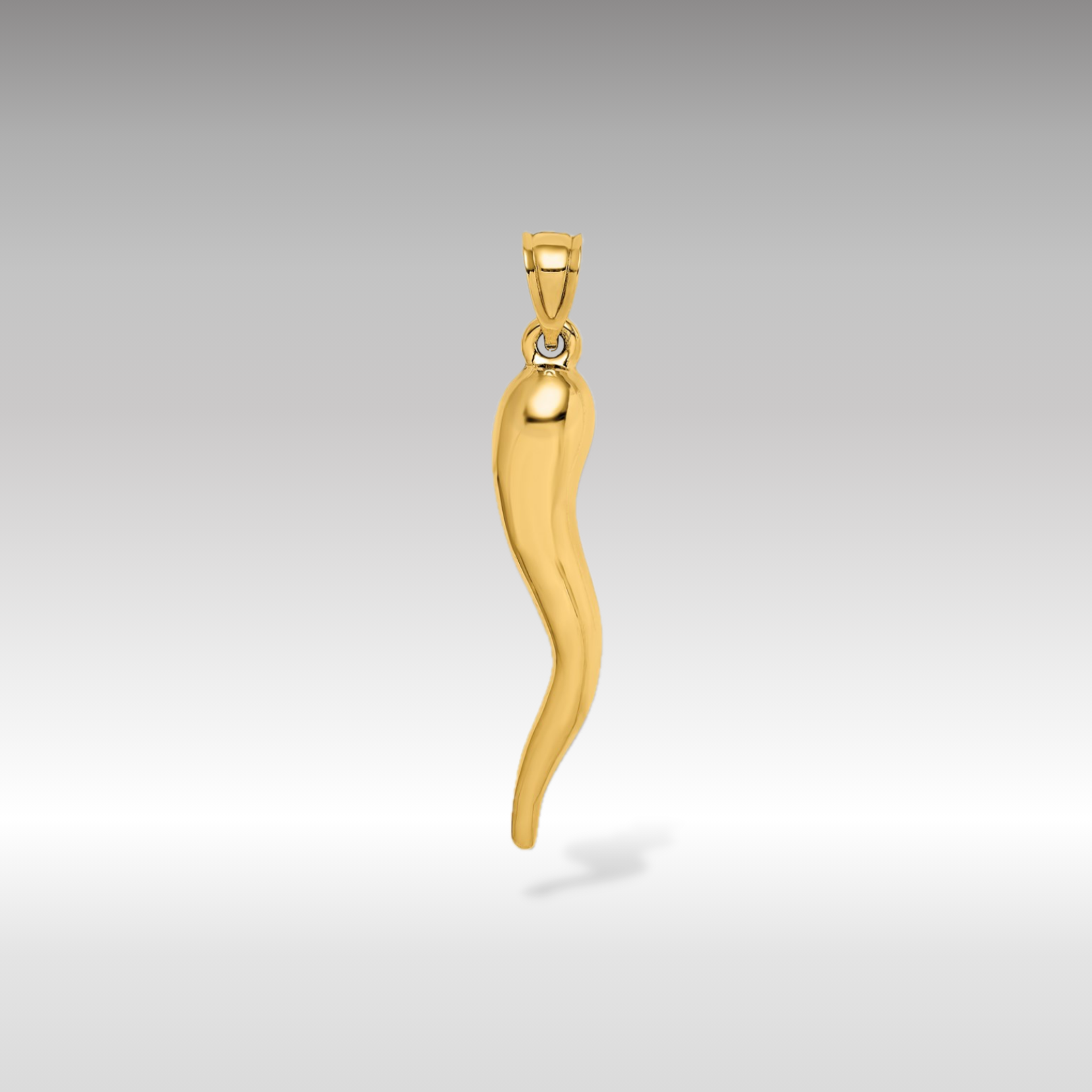 Italian Gold Lightweight Extra Large 3D Horn Charm Pendant - Model K6389 | Perfect for Necklaces, Bracelets & Italian-American Heritage Jewelry Gifts