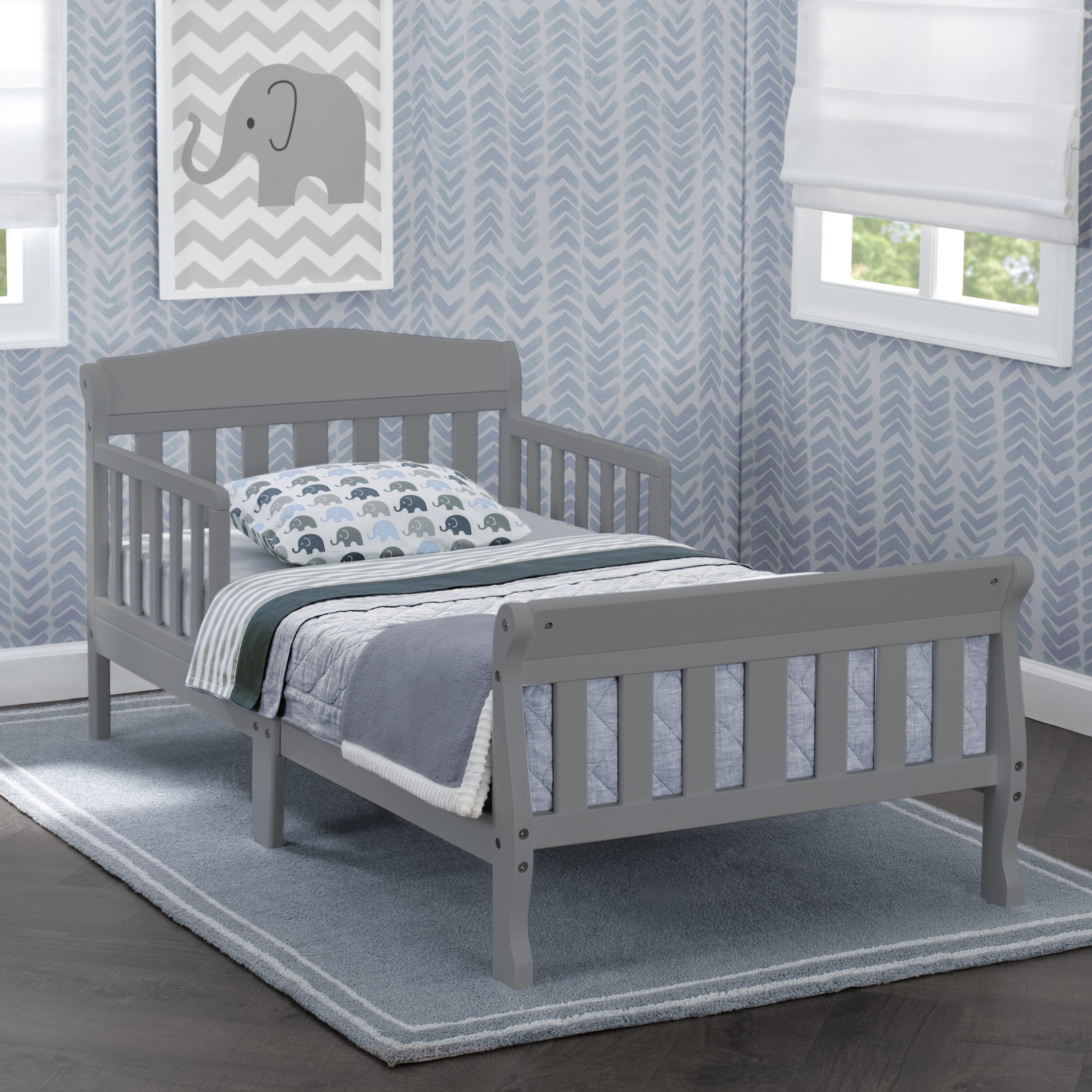 Canton Toddler Bed for Kids - Safe & Comfortable Wooden Toddler Bed with Guardrails | Perfect for Nursery, Daycare & Transitioning from Crib to Big Kid Bed