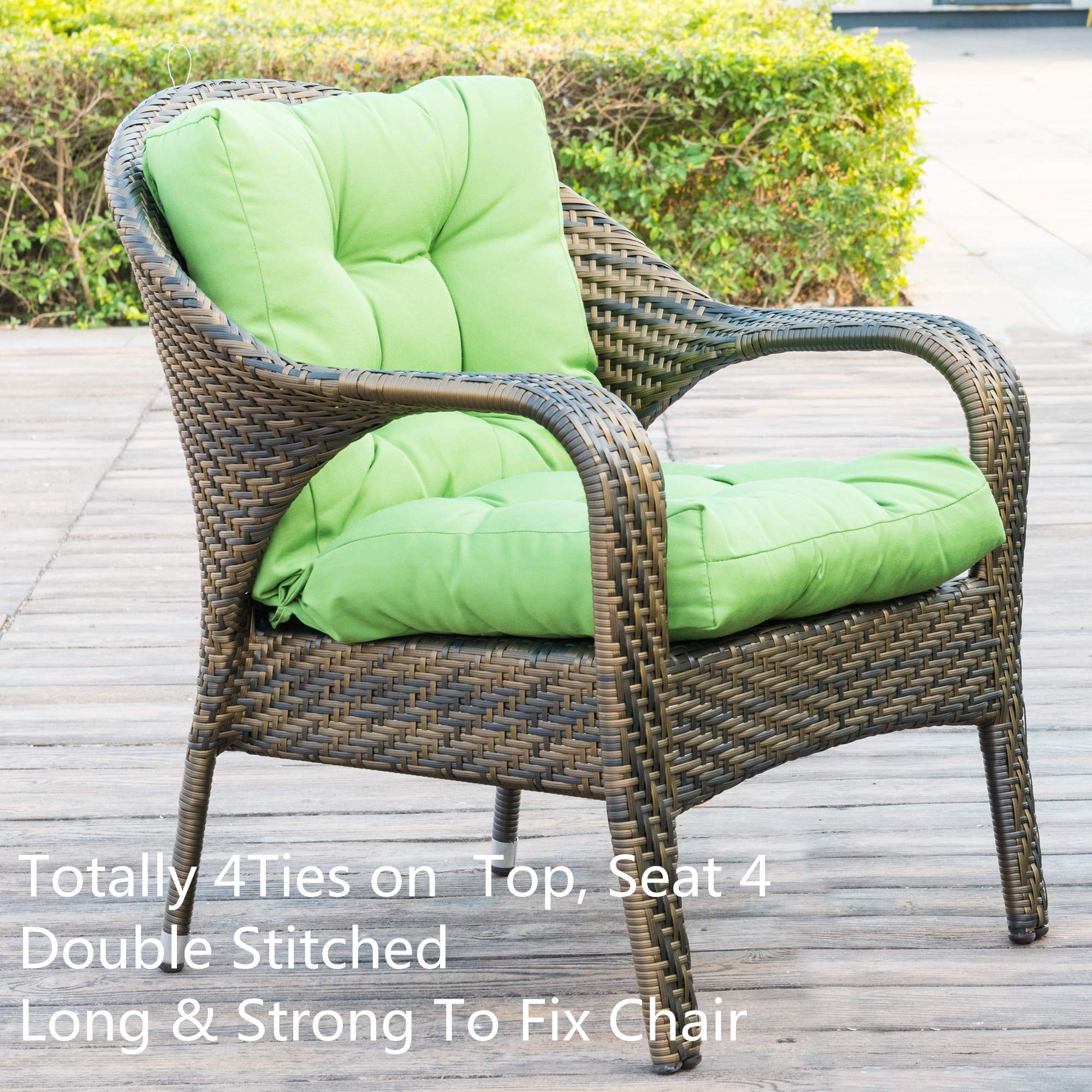 QILLOWAY Outdoor Chair Cushions - 4 Pack Tufted Seat & Back Pillows for Patio Furniture, Spring Summer Seasonal Replacement (Green) - Perfect for Garden, Deck, Poolside & Outdoor Lounging