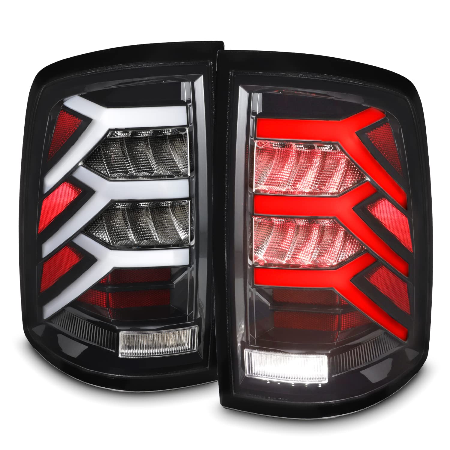 AKKON Full LED Black Tail Lights Pair for 2009-2018 Dodge Ram 1500/2500/3500 Trucks - Left Driver & Right Passenger Side - Upgrade for Night Driving & Enhanced Visibility