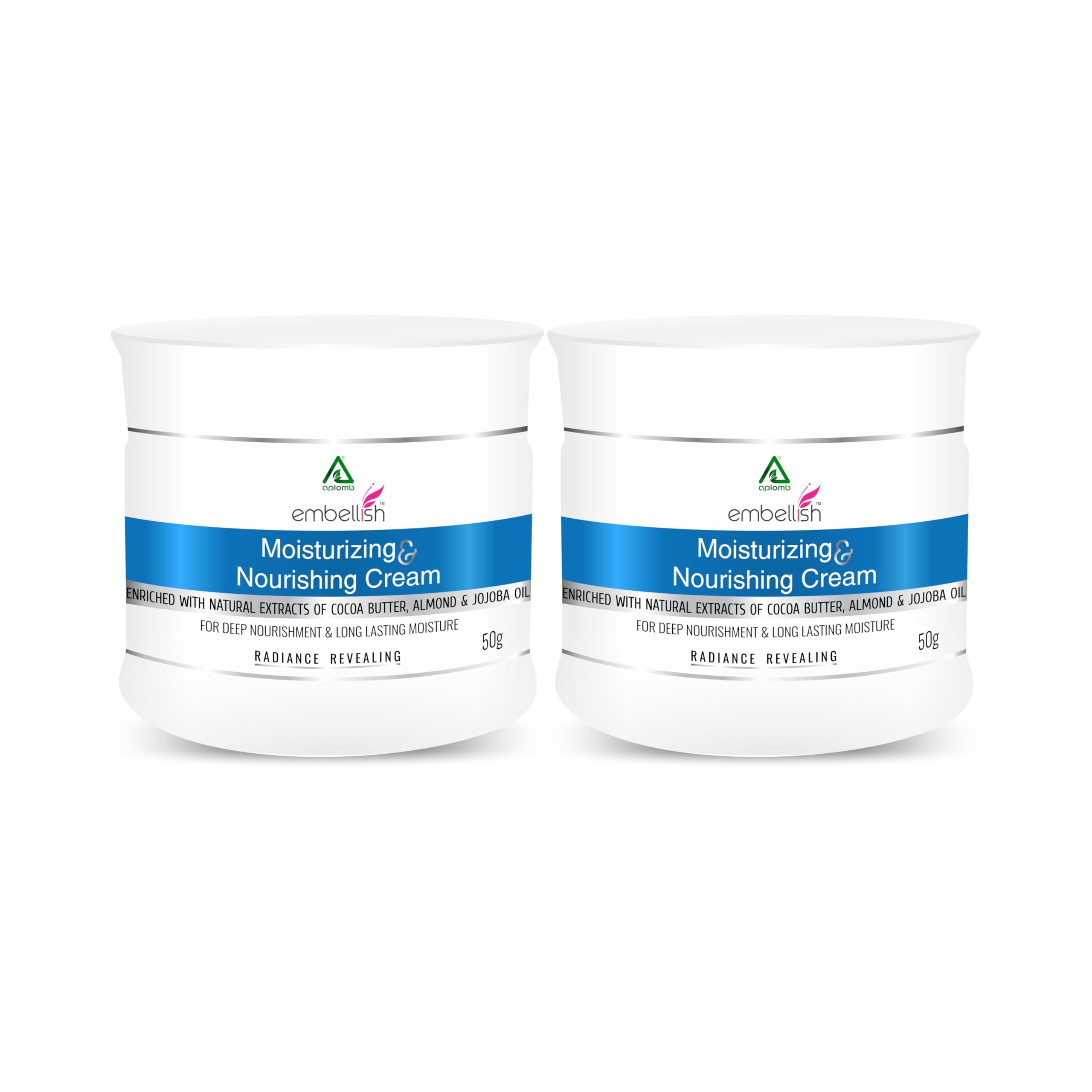 Aplomb Embellish Moisturizing & Nourishing Face Cream with Cocoa Butter, Almond Oil, Jojoba Oil, Aloe Vera & Beeswax - Hydrating Daily Moisturizer for Men & Women (Pack of 2) | Perfect for Dry Skin Care Routine, Day & Night Use, Gift for Her & Him