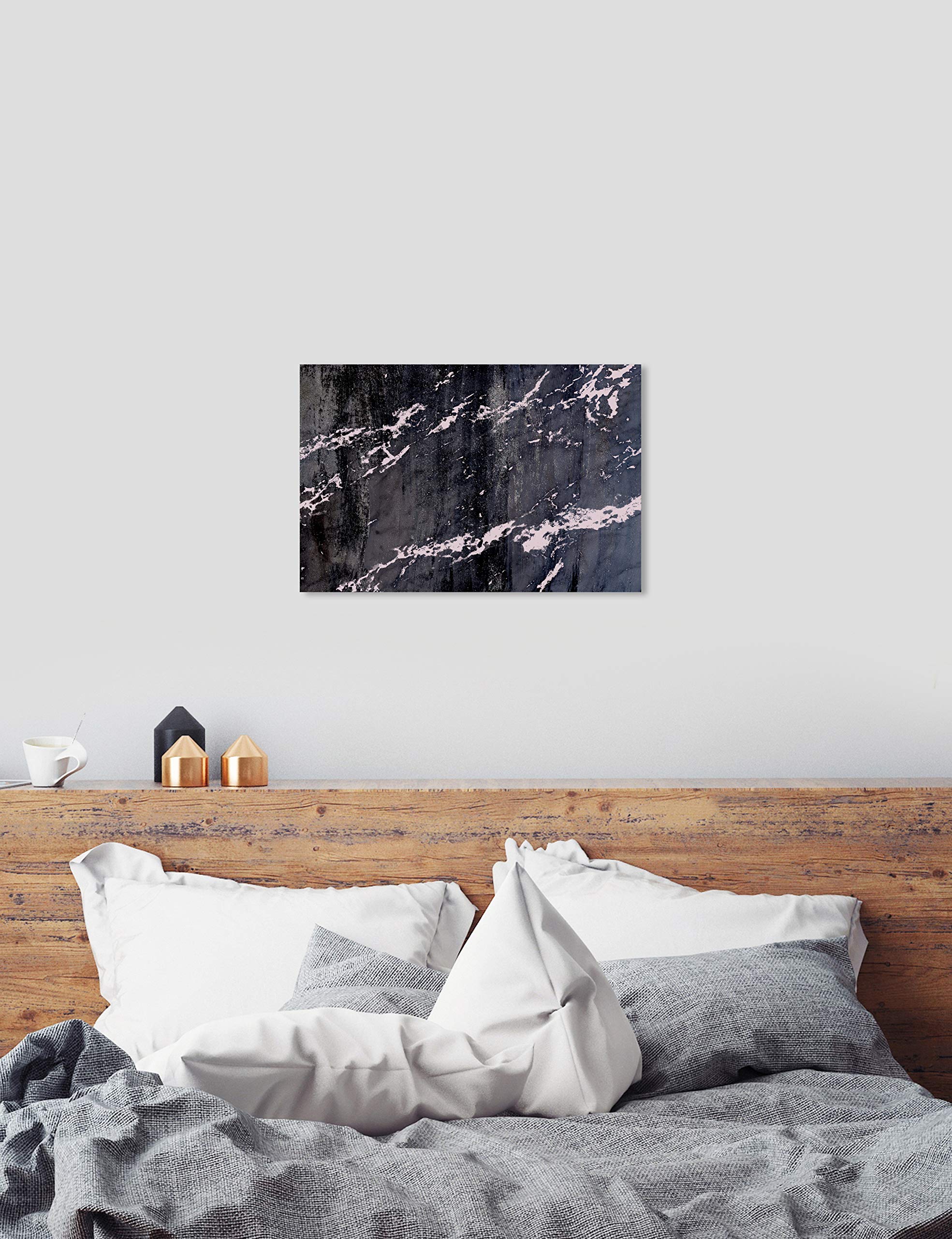 Abstract Wall Art Canvas Prints 'Alabaster and Blush' - 36x24 Inch Modern Home Decor for Living Room, Bedroom & Office - Black & White Framed Artwork by Oliver Gal Artist Co.