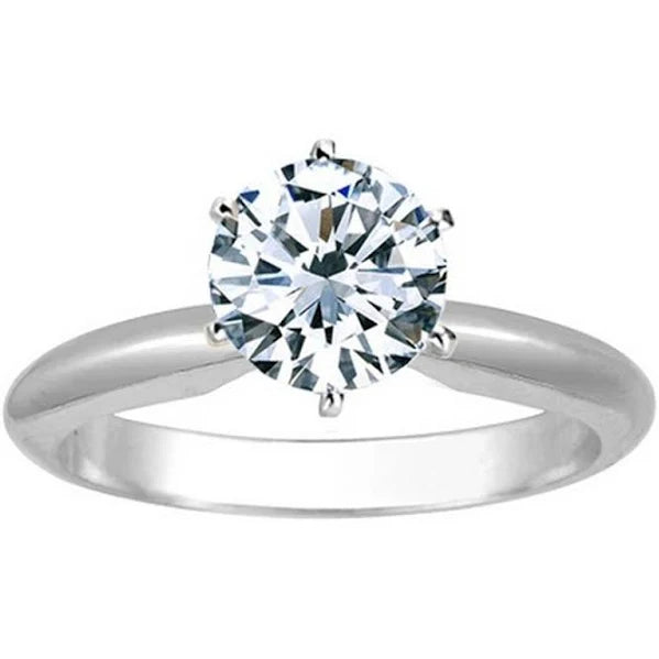 Lab Grown Diamond Engagement Ring for Women - 1 Carat Round Cut Solitaire Wedding Ring in 14K White Gold - Perfect for Proposals, Anniversaries & Bridal Jewelry