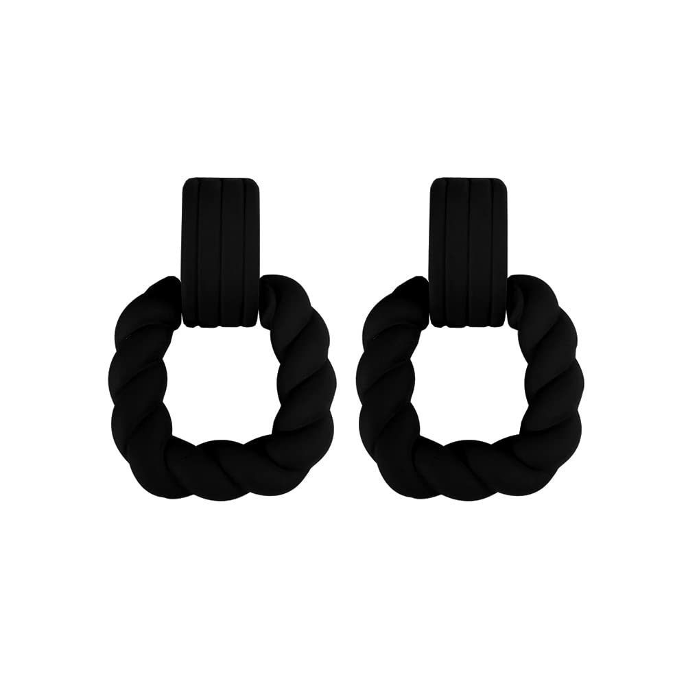 Geometric Twist Square Dangle Stud Earrings for Women - Sterling Silver & Acrylic Minimalist Jewelry - Hypoallergenic Fashion Earrings - Perfect for Parties, Dating & Daily Wear