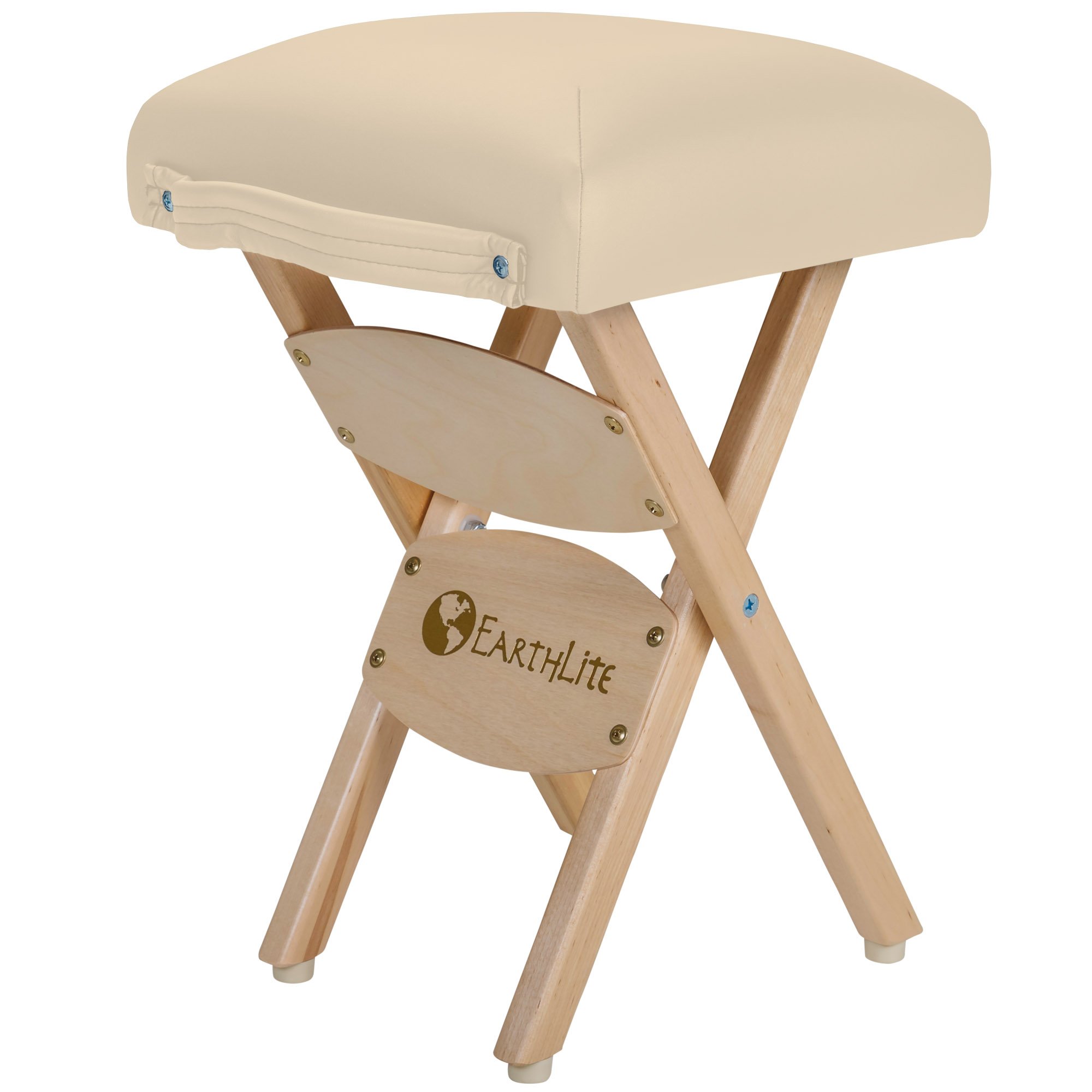 EARTHLITE Wooden Folding Stool - Premium Hardwood Maple, CFC-Free, Adjustable Massage Table & Spa Chair for Salon, Clinic & Home Use | Perfect for Therapists, Estheticians & Relaxation