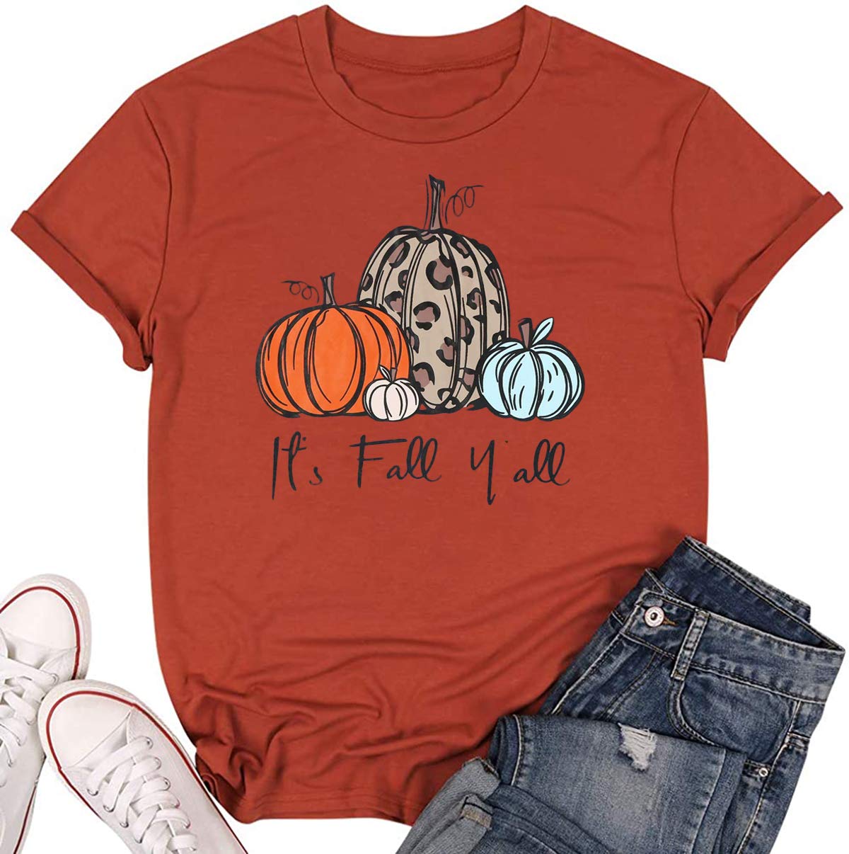Funny Halloween Pumpkin Shirts for Women - Cute Fall Graphic Tops & Tees for Autumn Parties, Pumpkin Patch Outfits and Seasonal Fashion