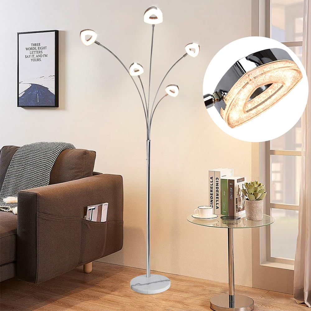 PADMA LED Floor Lamp with Rotatable Head - Dimmable Modern Standing Light with Crystal LED Beads for Eye Protection | 3000K Warm White Lighting for Living Room, Bedroom, Office & Corner | Perfect for Reading, Relaxing & Ambient Lighting