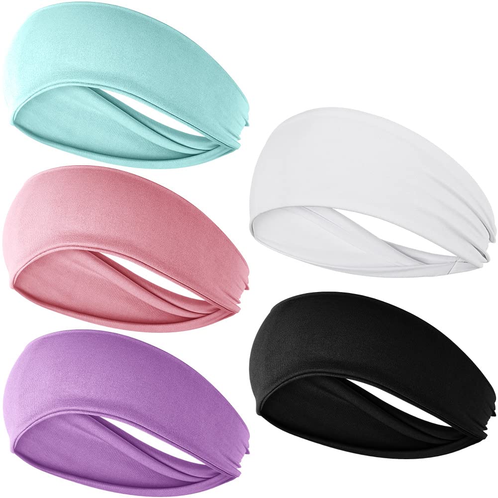 Beister Workout Sweatbands (3/6/9 Pack) - Non-Slip Athletic Headbands for Men & Women - Breathable Wide Sports Headbands for Yoga, Running, Cycling, Basketball, Gym - Perfect for Sweat Absorption & Hair Control During Intense Workouts