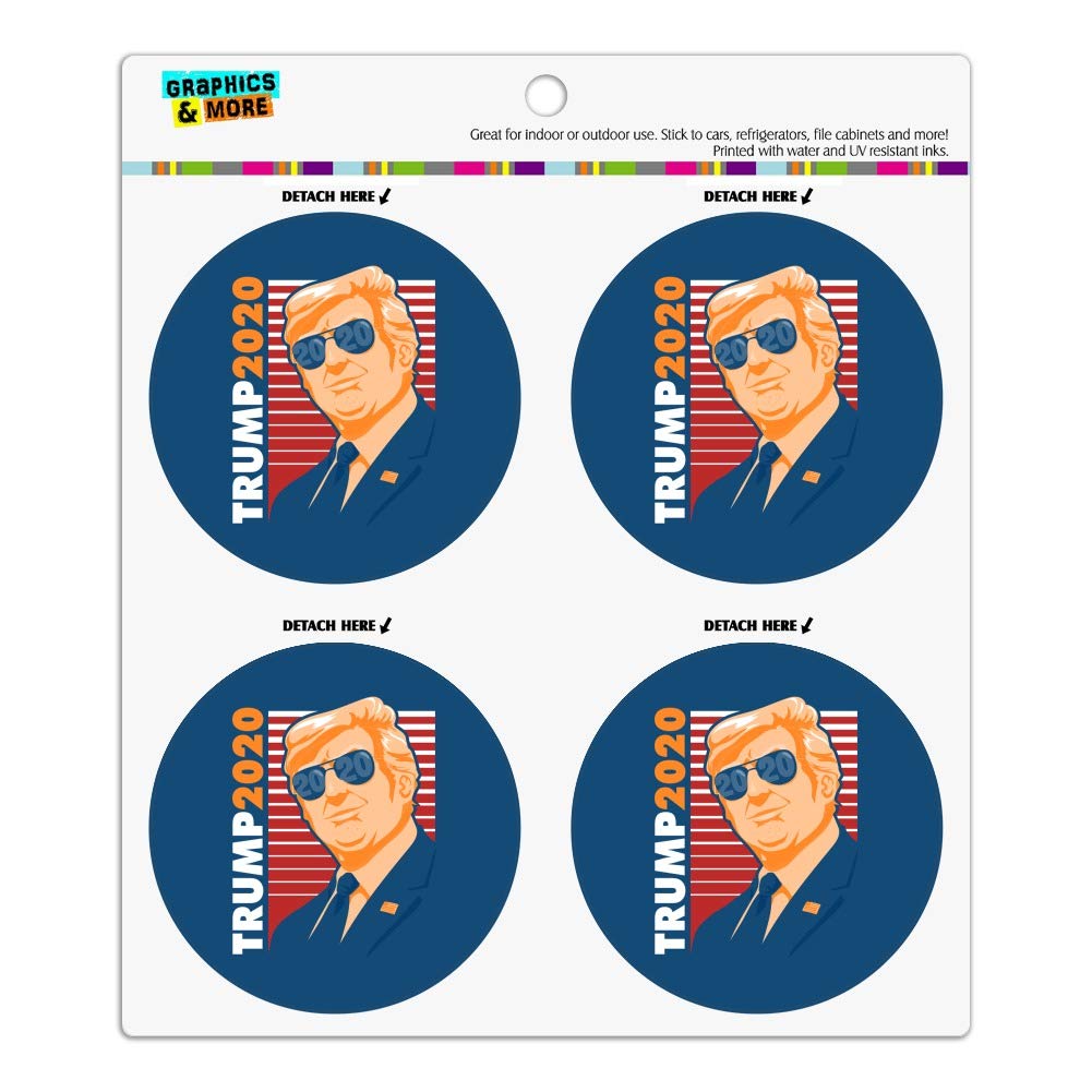 Trump 2020 Gold Refrigerator Magnet Set - 6 Pack Vinyl Circle Fridge Magnets for Political Supporters, Home & Office Decor
