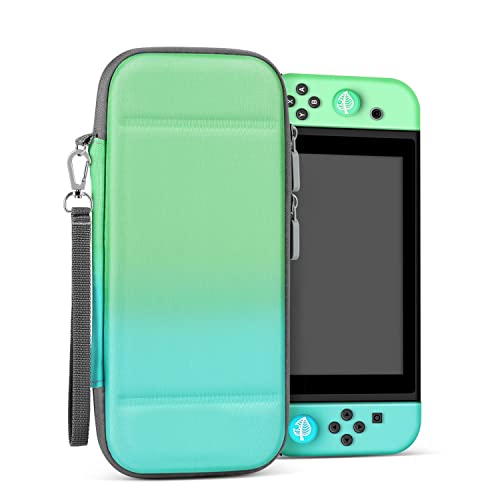 Kawaii Cute Nintendo Switch Carrying Case - Blue Green Protective Travel Storage Bag with 10 Game Cartridge Holder | Portable Case for Girls | Perfect for Travel, Commuting & Gaming On-The-Go