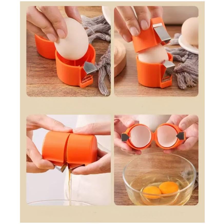 Egg Opener Separator - Quick Shell Removal Without Crumbs, Egg Beater for Baking & Cooking - Yellow Kitchen Tool for Perfect Omelets, Cakes & Pastries
