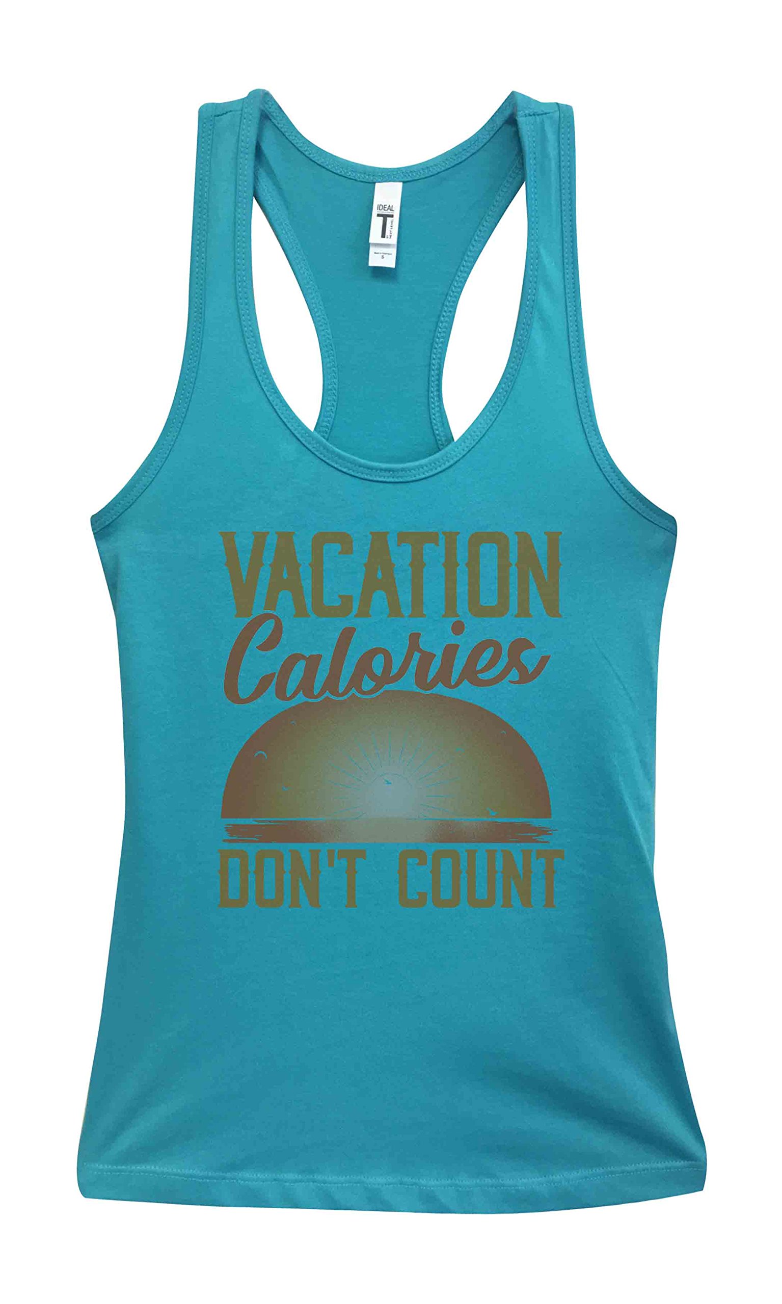 Funny Women's Summer T-Shirts - 'Vacation Calories Don't Count' Slogan Beach Shirts | Cute Casual Tops for Vacation, Beach Party & Summer Outings
