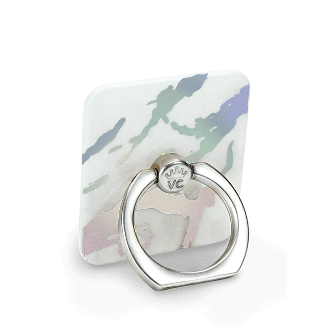 Holo White Marble Phone Ring Holder - 360° Rotating Phone Grip Stand for iPhone Samsung - Perfect for Selfies, Video Calls, and Hands-Free Viewing