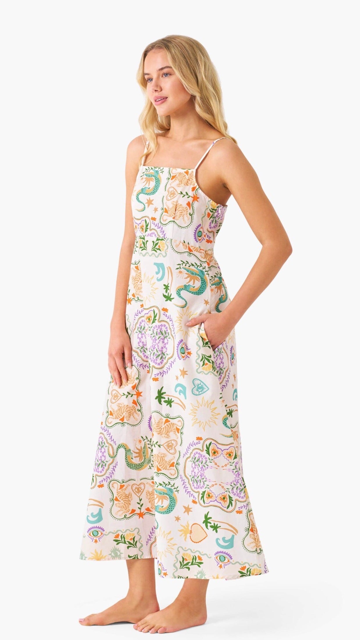 Jungle Secret Midi Dress - Floral Print Summer Dress for Women | Perfect for Beach Vacations, Date Nights & Outdoor Parties