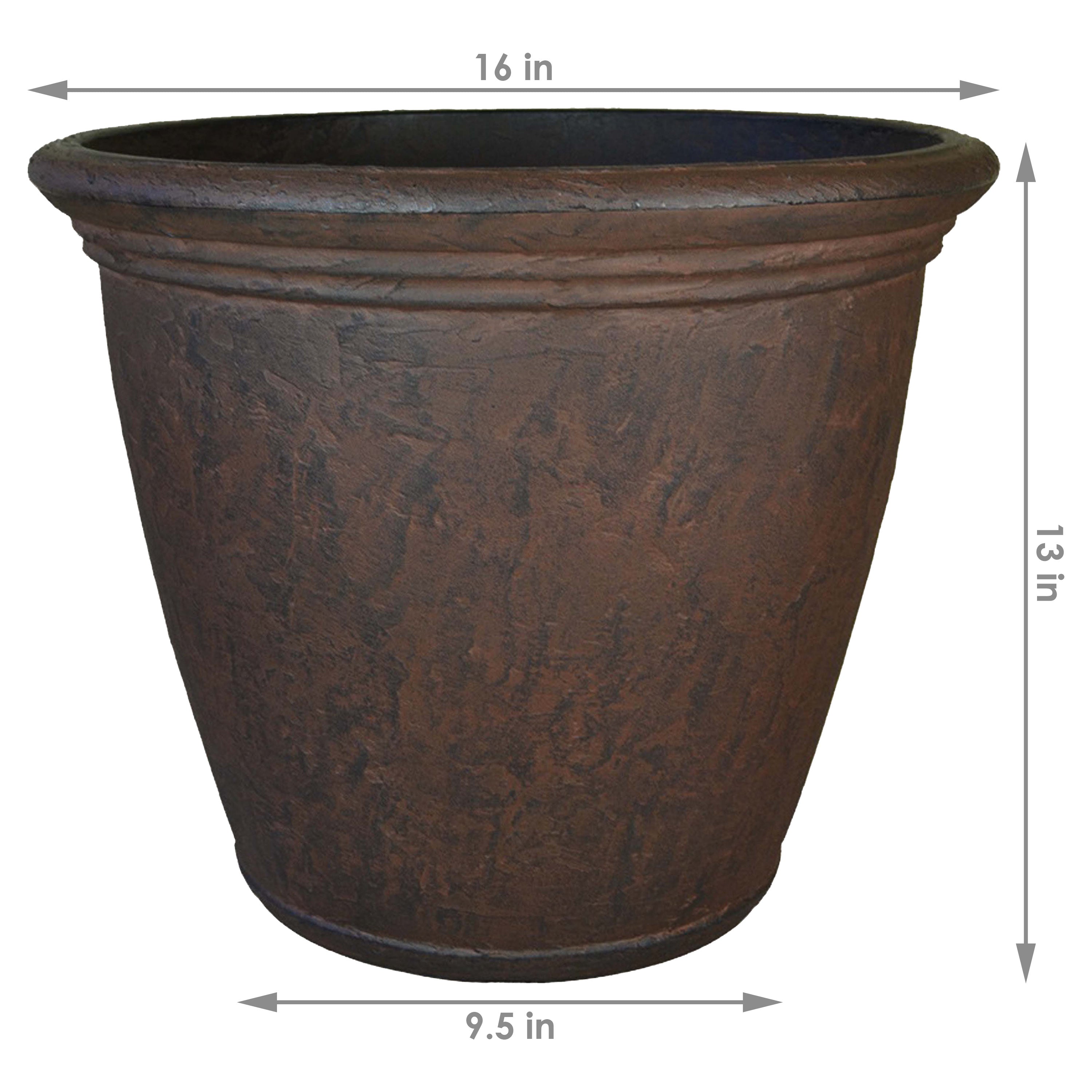 Sunnydaze Anjelica Outdoor Resin Planter - 15.25 Inch Diameter - Perfect for Garden, Patio, and Porch Decor