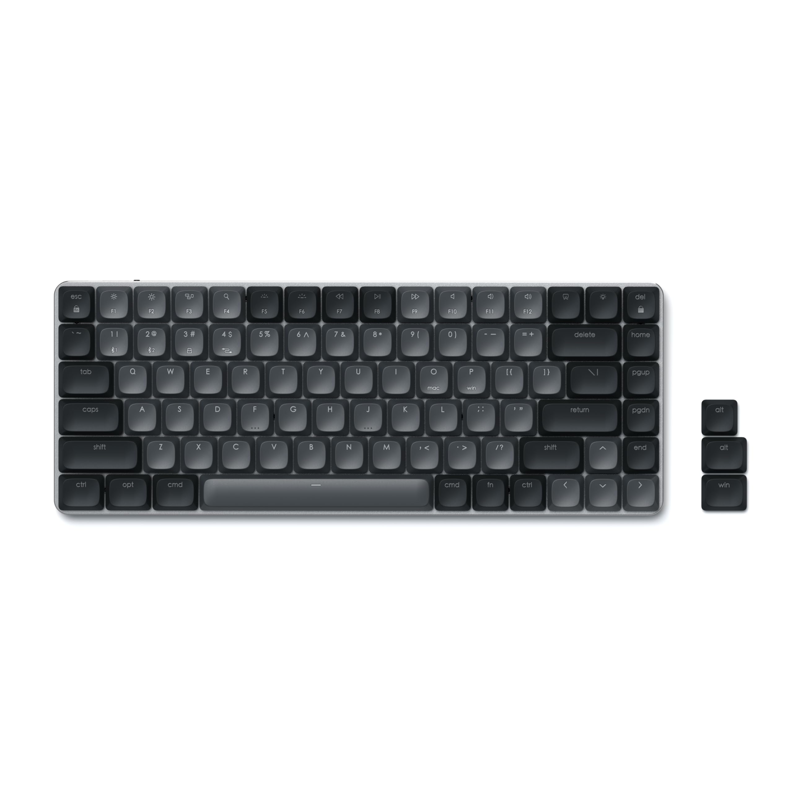 Satechi SM1 75% Mechanical Keyboard - Bluetooth Wireless LED Backlit Gaming Keyboard (84 Keys Compact Design) for Mac & Windows - Dark Gray/Gray | Perfect for Office Work, Gaming & Programming