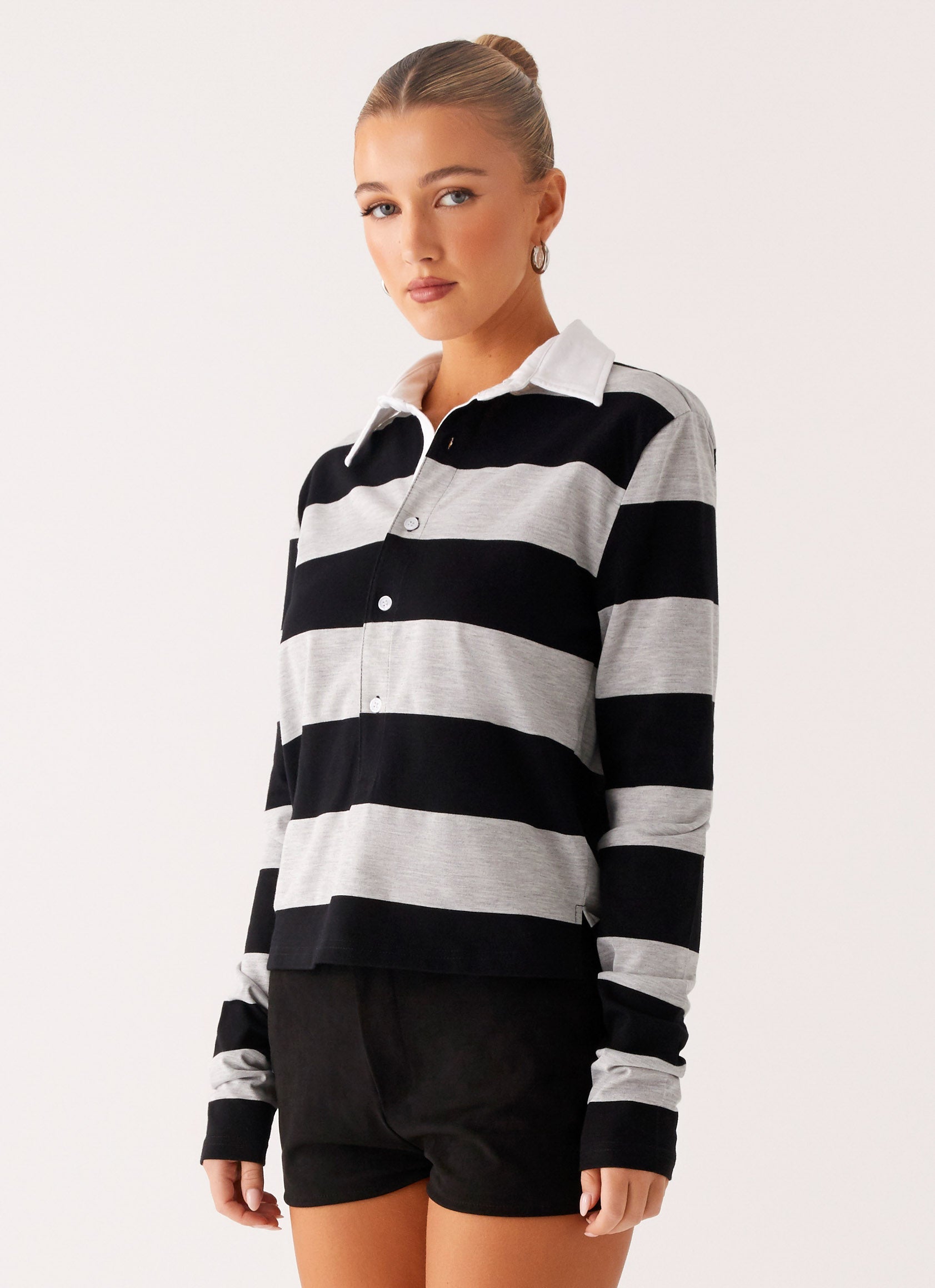 Beckett Polo Shirt for Men - Grey & Black Striped Casual Wear for Golf, Office, and Everyday Outfits