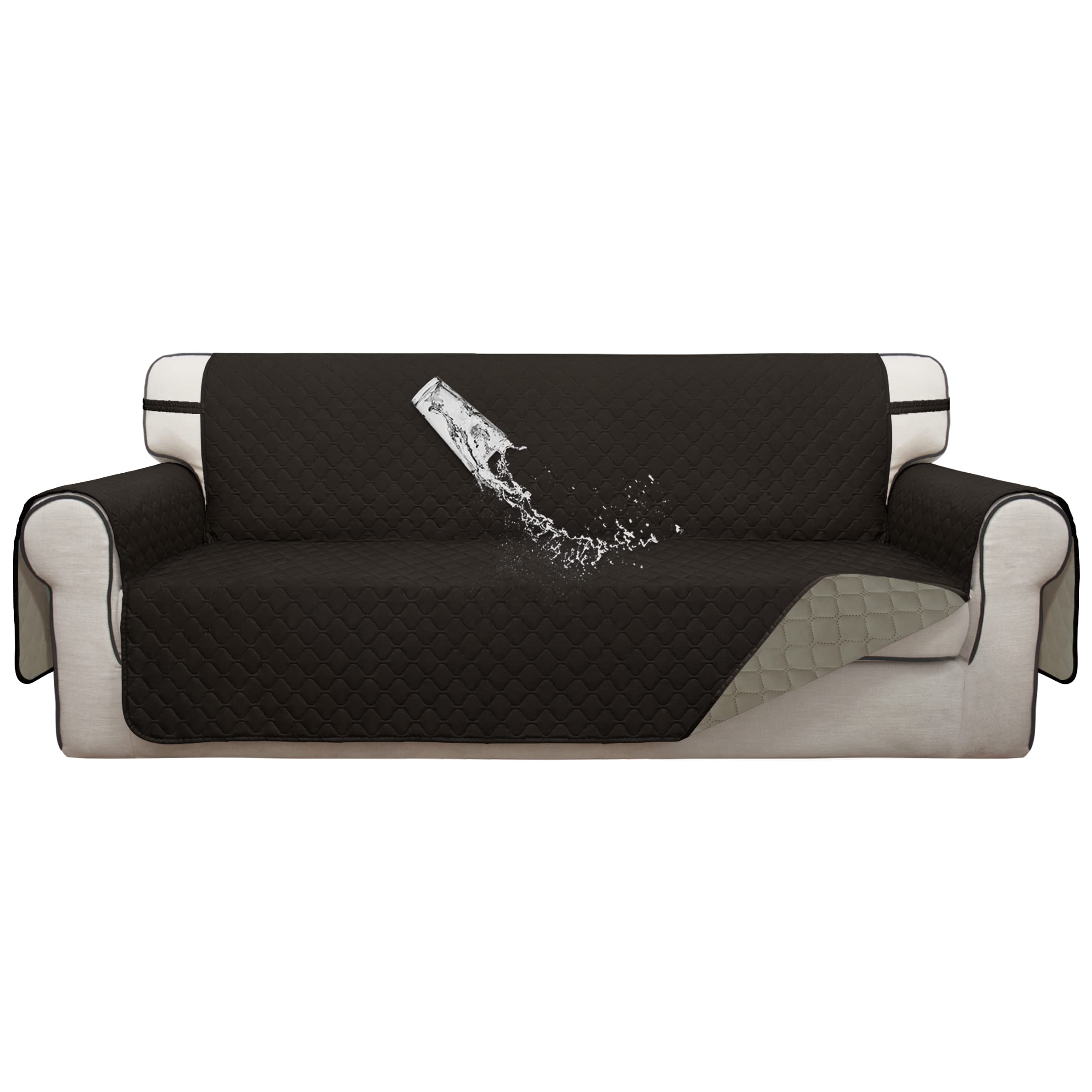 ISSUNTEX Double Protection 100% Waterproof Sofa Cover for Living Room - Reversible 3 Cushion Couch Cover, Furniture Protector for Pets, Dogs & Kids (Chocolate/Beige) | Perfect for Family Homes with Pets & Children, Spill Protection & Easy Cleaning