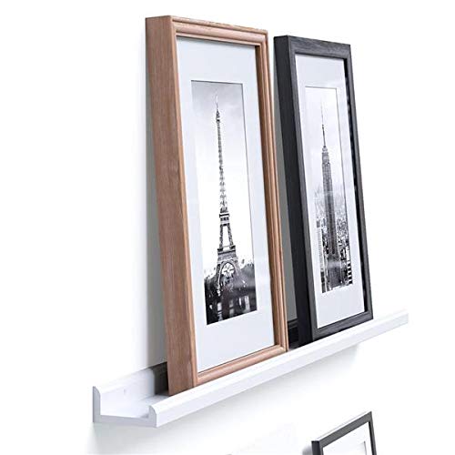 46-Inch Floating Picture Ledge Shelf - Modern Wall Mount Display Shelf for Photos & Artwork - White Denver Design - Perfect for Living Room, Bedroom & Office Decor