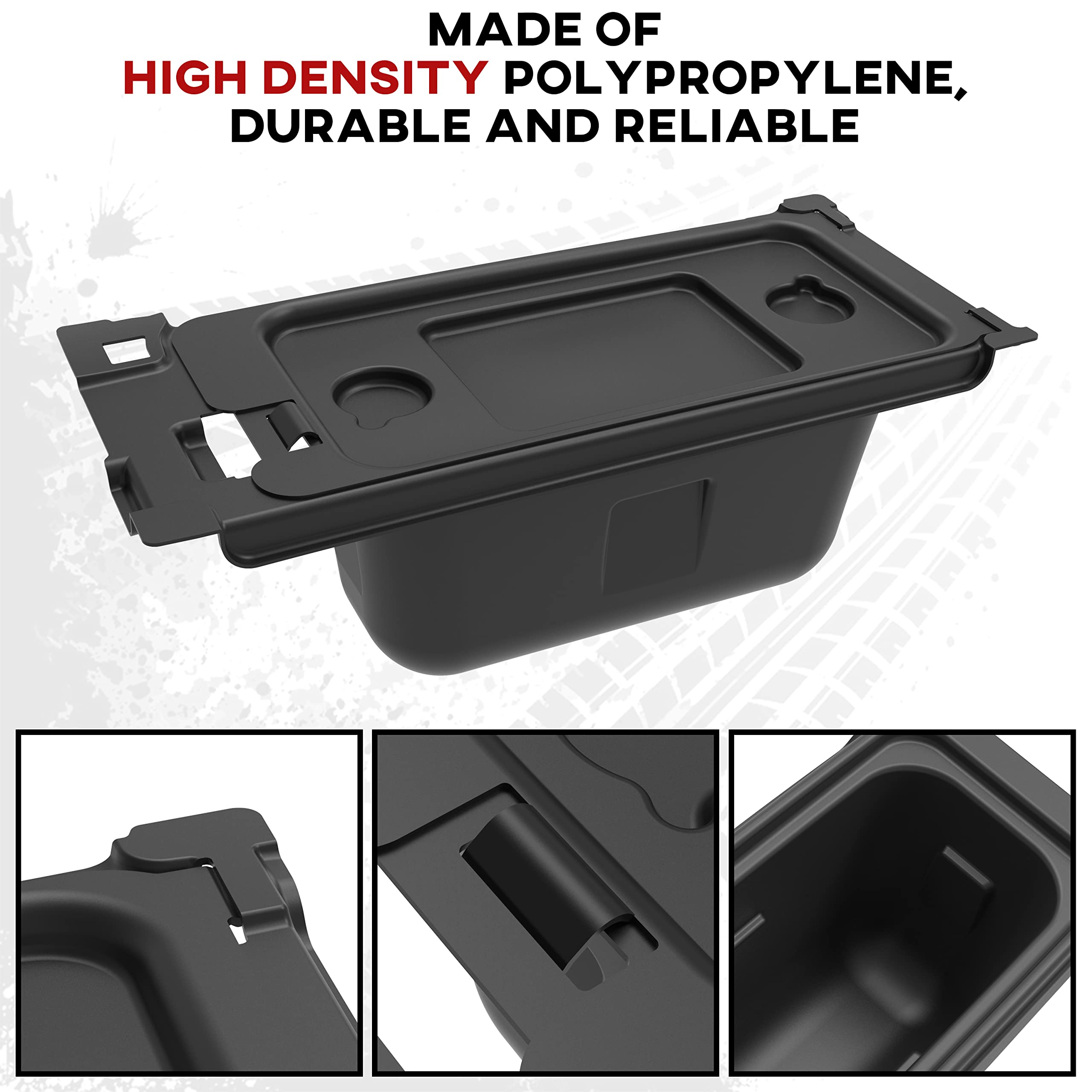 SAUTVS Under Seat Storage Box Organizer Tray for Kawasaki Mule PRO-FX FXR FXT DX DXT (2015-2025) | Replacement for #99994-1463 | Perfect for Tools, Gloves & Off-Road Accessories Storage