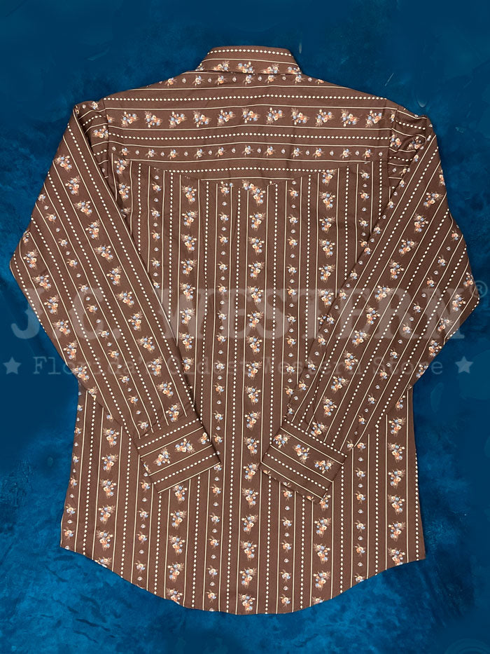 Ely Cattleman 2027095 BN Men's Long Sleeve Snap Button Western Shirt in Brown - Perfect for Rodeo, Ranch Work & Casual Cowboy Style