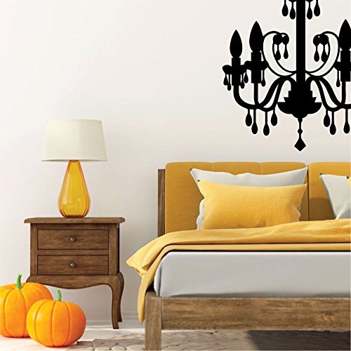 Elegant Chandelier Vinyl Wall Decal - Gothic Home Decor Silhouette Sticker for Halloween Party, Haunted House, or Mansion - Perfect for Spooky Themed Rooms, DIY Home Decor, and Seasonal Party Backdrops