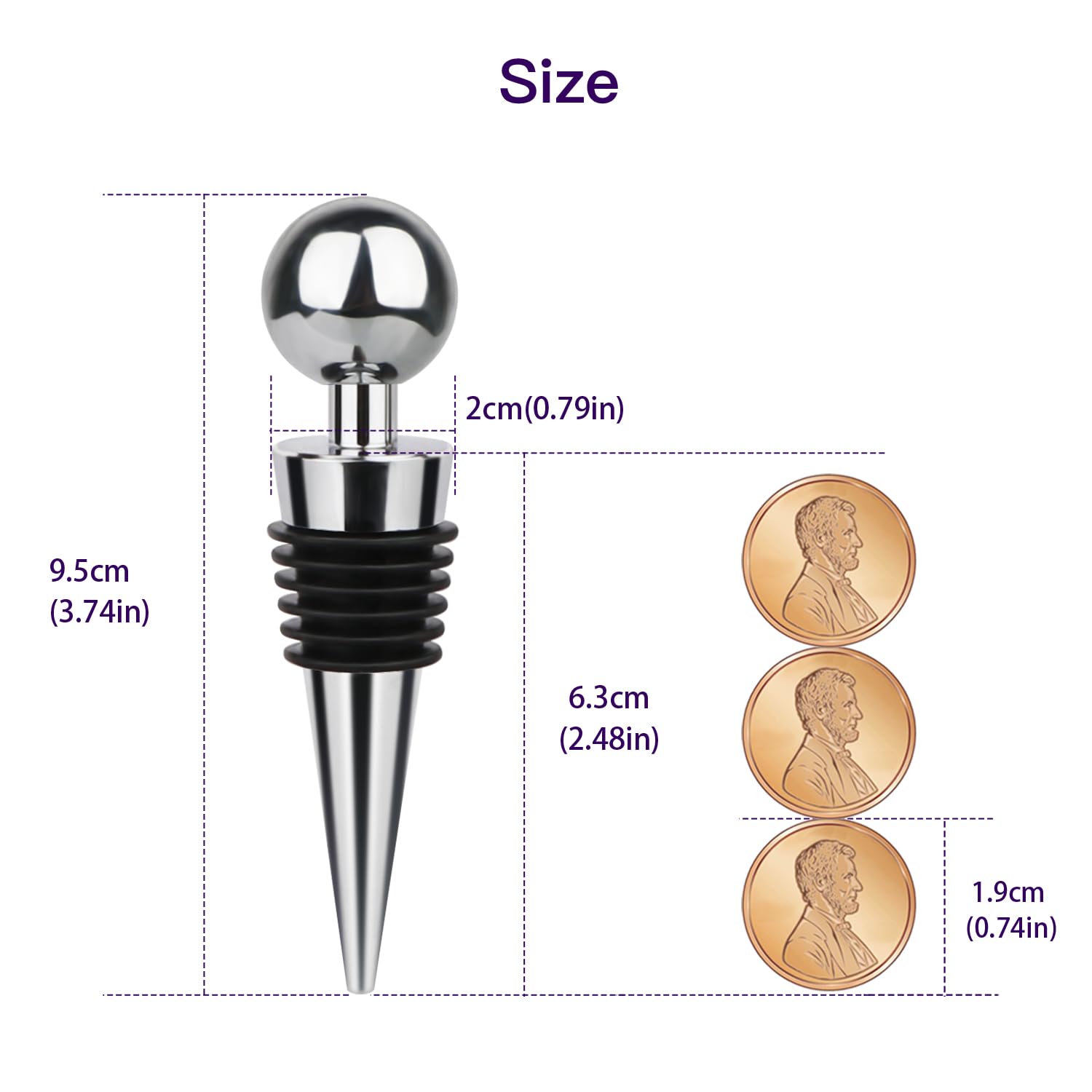 5-Pack Reusable Silicone Wine Bottle Stoppers - Airtight Vacuum Seal Keeps Wine Fresh for Standard Bottles | Perfect for Home Bars, Parties & Wine Preservation (Silver)