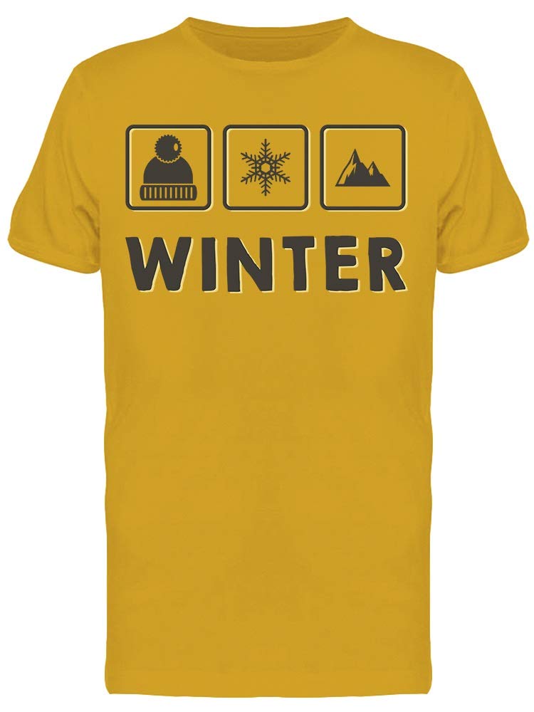 Smartprints Winter Symbols Graphic T-Shirt for Men - Gold Color - Casual Wear & Holiday Outfits