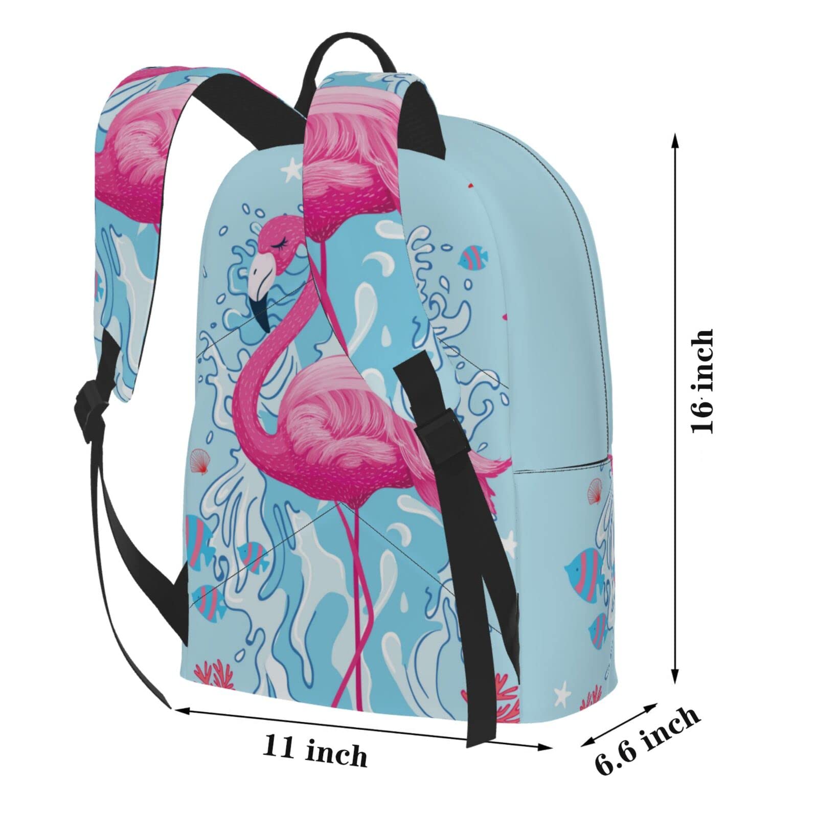 Delerain 16 Inch Flamingo Print Laptop Backpack - Waterproof School Bookbag, Travel Daypack & Work Bag for Women & Men | Perfect for College, Commuting & Weekend Getaways