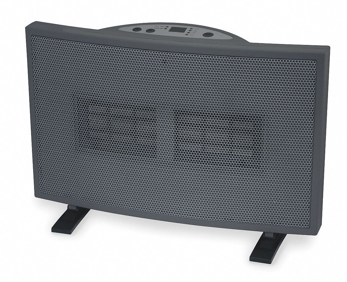 Dayton 1VNY2 1500W Ceramic Space Heater with Thermostat, 120V Electric Heater, 5200 BTU for Home & Office Use - Perfect for Bedroom, Living Room & Small Spaces