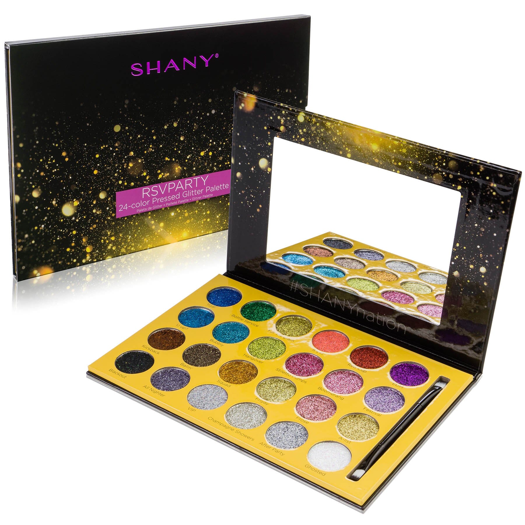 RSV Party Glitter Palette - 24 Pressed Glitter Pigments for Face & Body Makeup | Festival, Cosplay, Halloween & DIY Nail Art | Vegan & Cruelty-Free