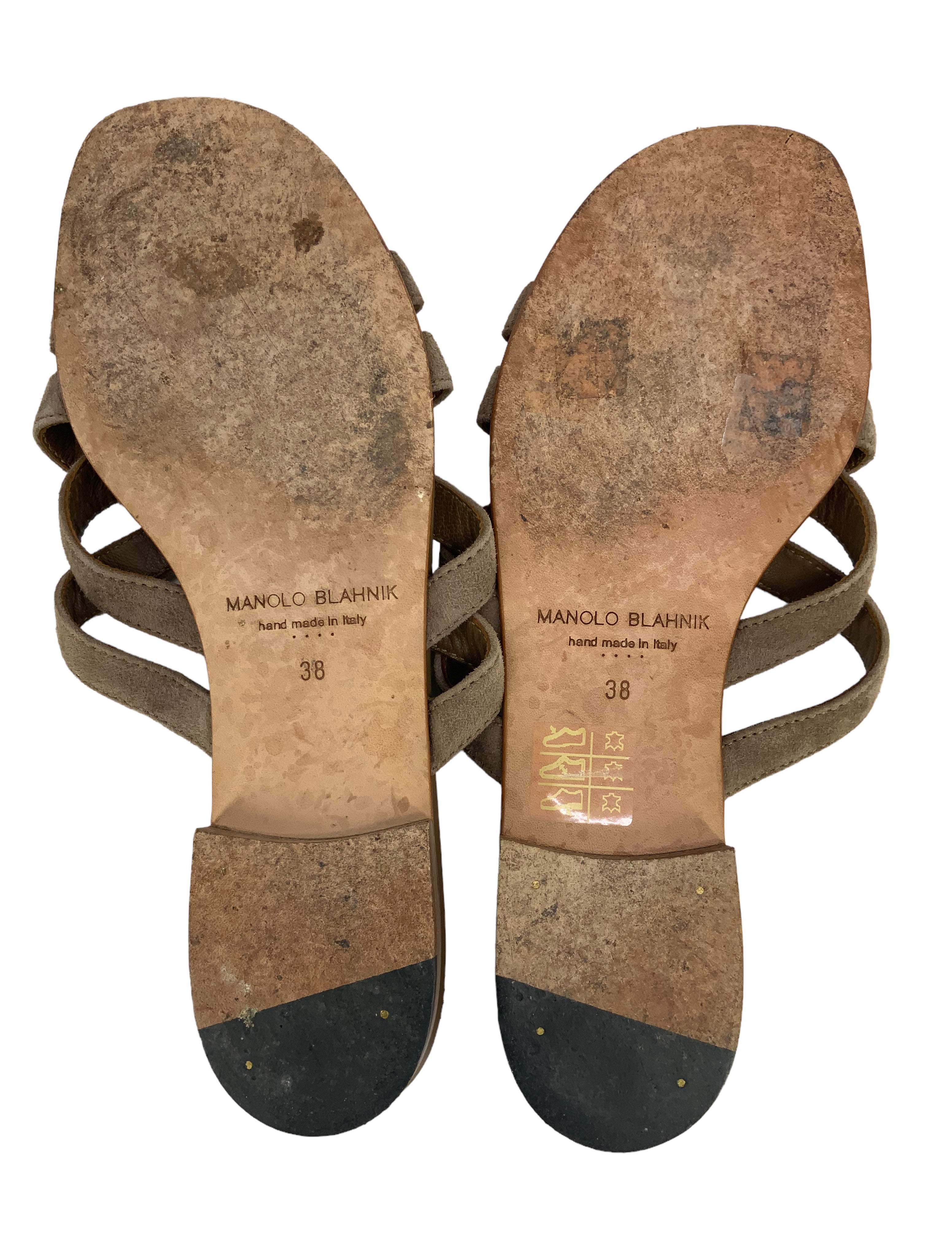 Manolo Blahnik Suede Strappy Slide Sandals Women's Size 8 | Comfortable Summer Dressy Heeled Sandals for Weddings, Parties & Date Nights