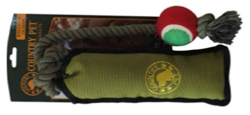 Durable Country Pet Ballistic Dog Toys - Tough Chew-Proof Training Dummy with Tennis Ball for Aggressive Chewers | Perfect for Fetch, Training & Outdoor Play
