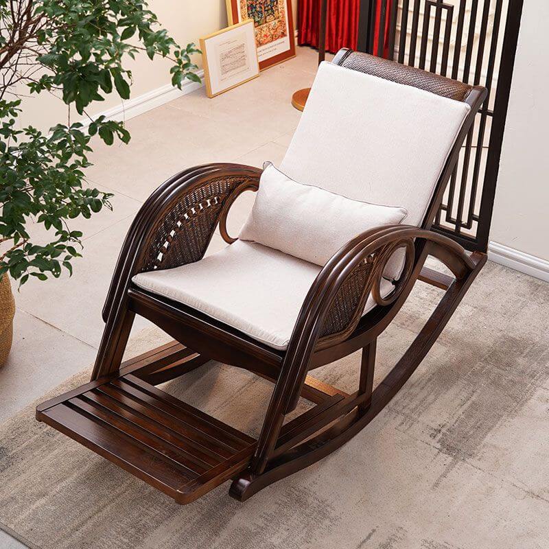 Natural Wood Rocking Chair with Cushioned Seat & Track Arms - Comfortable Nursery Glider for Baby Room, Living Room or Bedroom - Perfect for Breastfeeding, Reading & Relaxing
