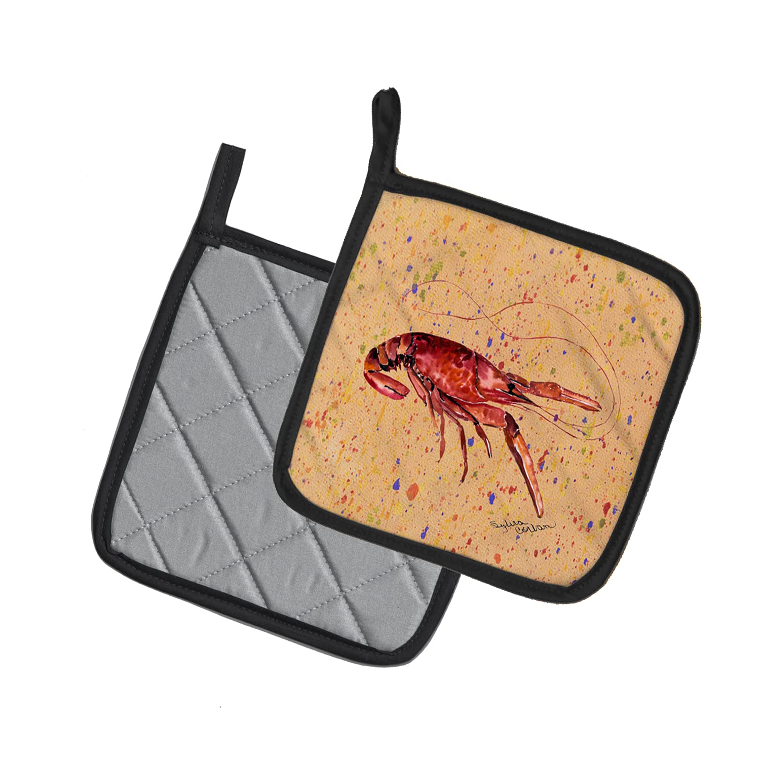 Caroline's Treasures 8468PTHD Crawfish Pot Holders Set - Heat Resistant Kitchen Oven Mitts for Cooking, Baking & BBQ (7.5
