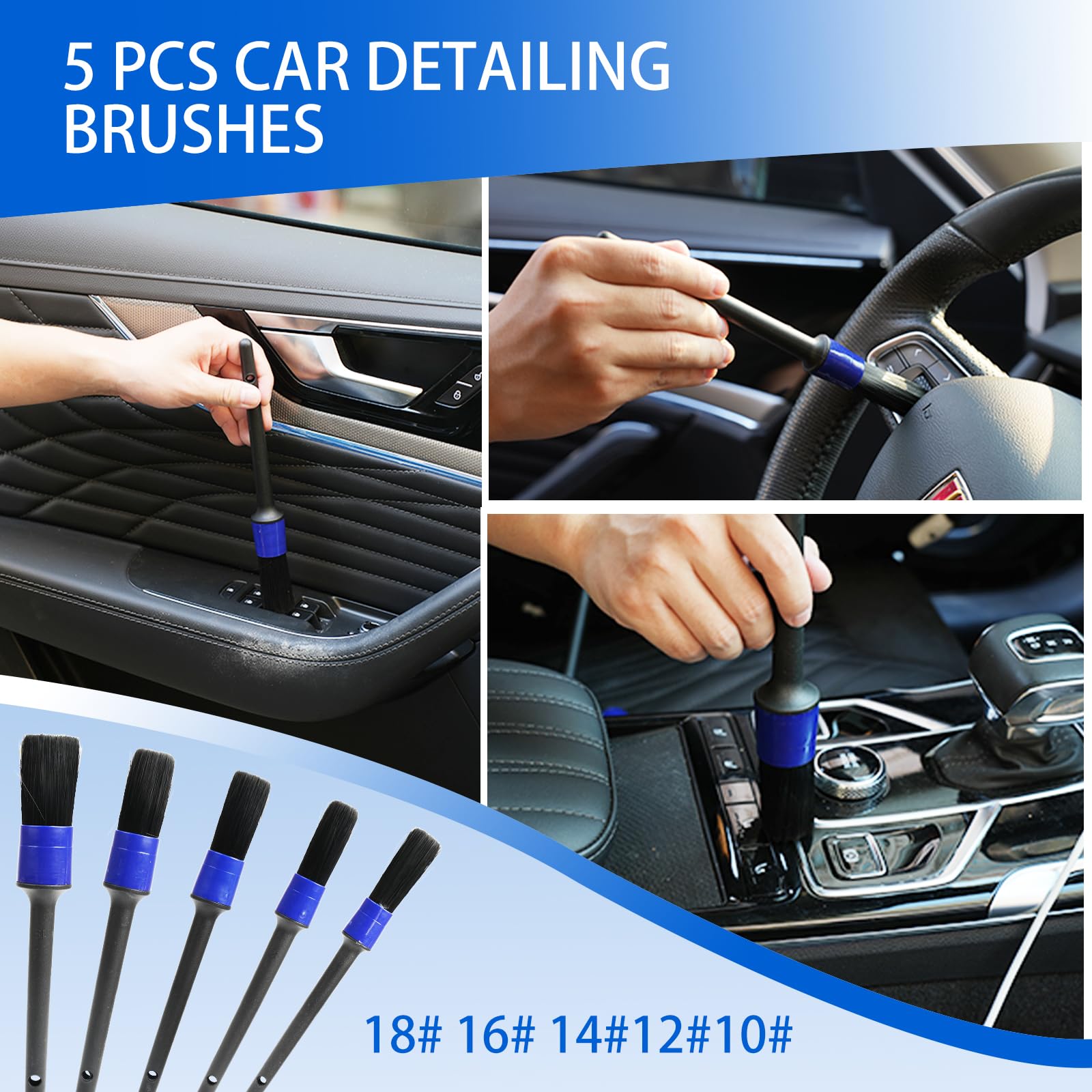 18-Piece Car Cleaning Kit for Interior & Exterior Detailing - Includes Drill Brush, Wash Mitt, Tire Brush, Sponge & Microfiber Towels - Complete Car Wash Tool Set for Dashboard, Air Vents & Wheels Cleaning - Perfect for DIY Auto Detailing & Professional Car Care