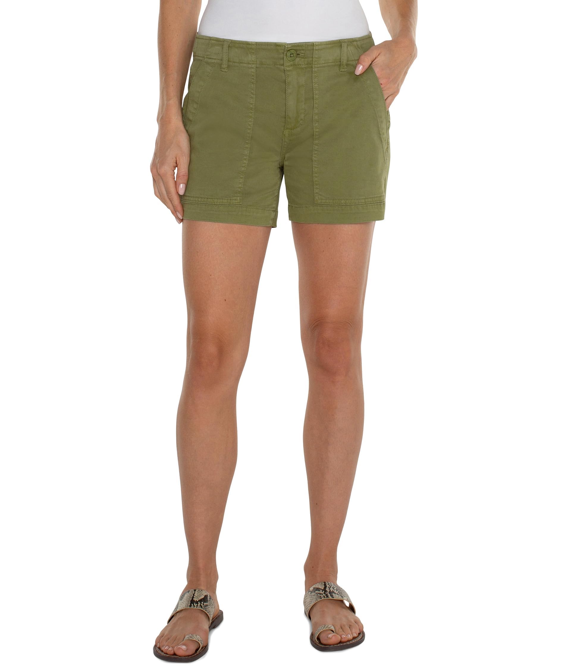 Liverpool Women's Utility Shorts with Flap Pockets - Comfortable Casual Athletic Shorts for Running, Gym & Outdoor Activities