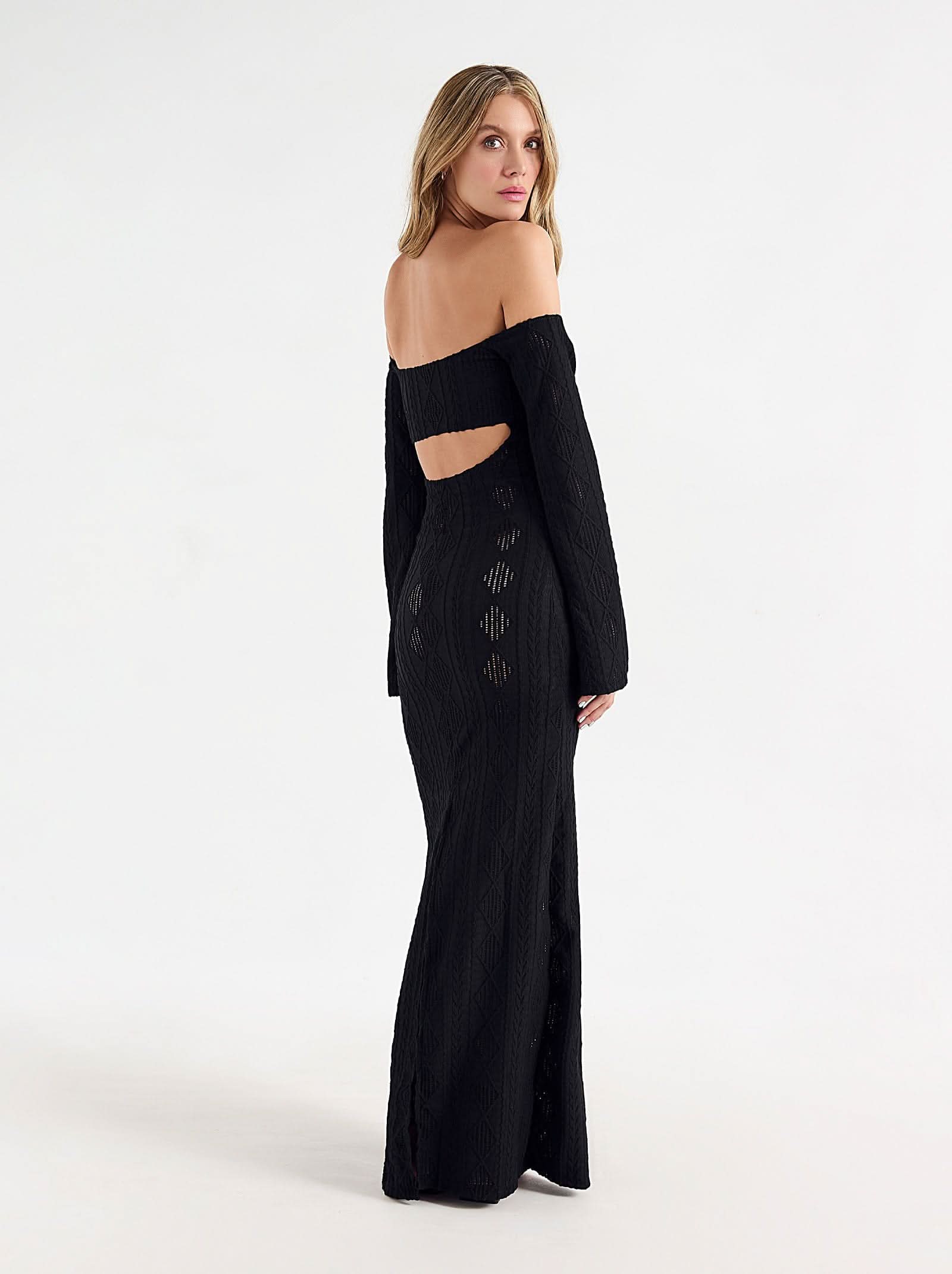 Eulalie Long Dress in Ink - Elegant Flowy Maxi Dress for Women, Perfect for Weddings, Parties & Evening Events