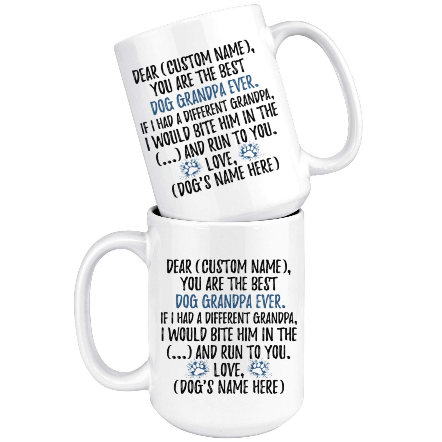 Personalized Dog Grandpa Coffee Mug - 15oz Custom Ceramic Cup for Dog Lovers, Perfect Gift for Dog Grandpa Owners & K9 Enthusiasts - Ideal for Coffee, Tea & Hot Beverages at Home or Office