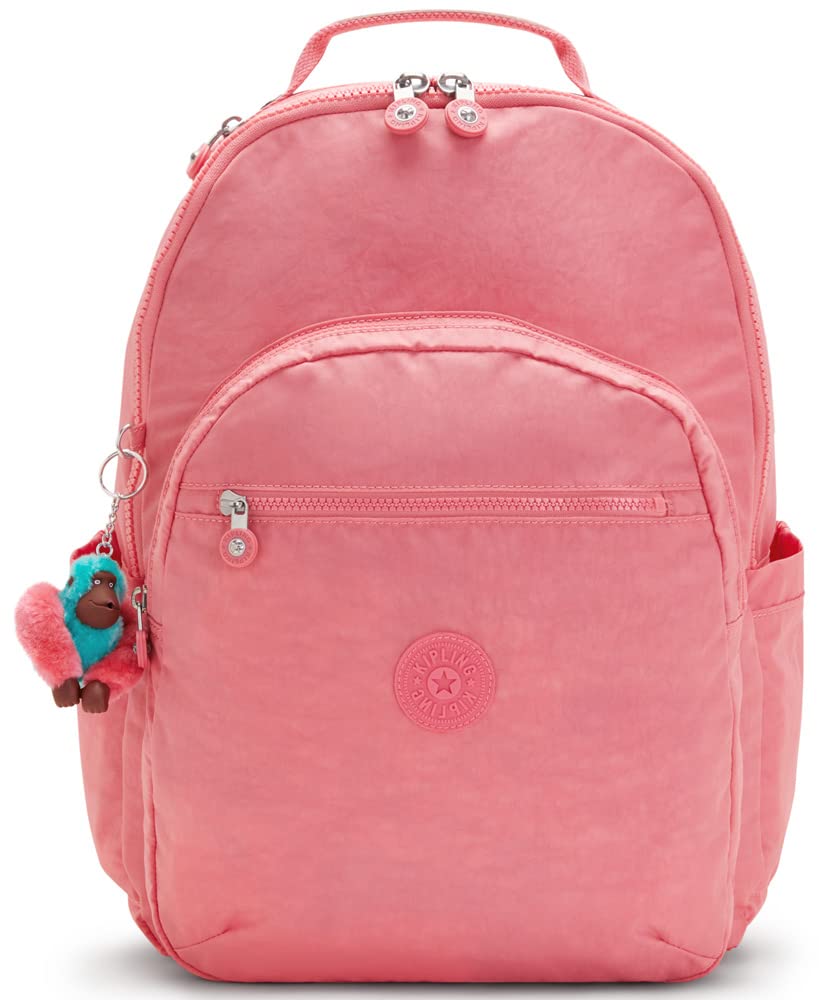 Kipling Seoul Go Laptop Backpack for Women & Men - Lightweight 15.6 Inch Computer Bag with USB Charging Port (Pink Party) - Perfect for Work, Travel & College