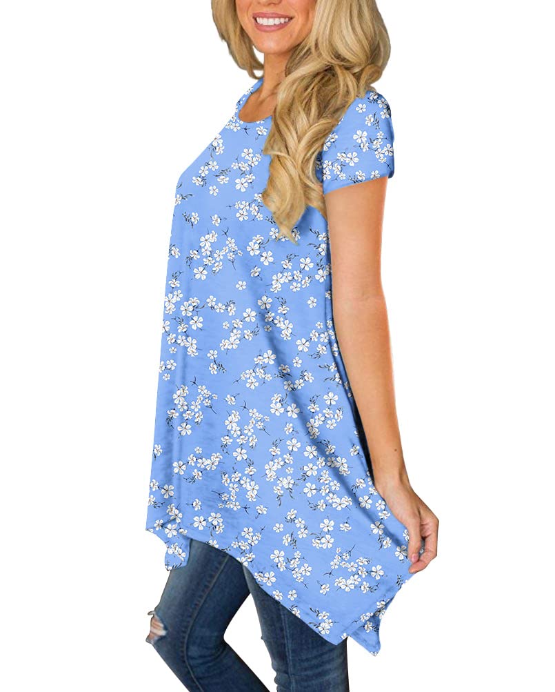 POPYOUNG Women's 2025 Summer Short Sleeve Tunic Top - Casual Loose Fit Swing Blouse Shirt for Beach, Vacation & Everyday Wear