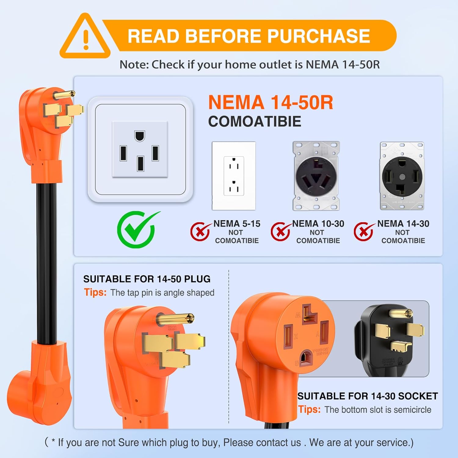 50AMP to 30AMP 4 Prong EV Charger Adapter Cord - Heavy Duty NEMA 14-50 to 14-30 Converter for Tesla, Chevy, Nissan Electric Vehicles - Perfect for Home & RV Charging Stations