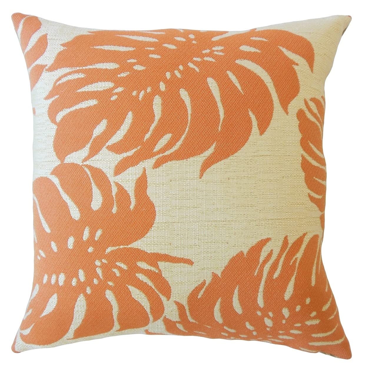 Quince Floral Down Filled Throw Pillow - Mandarin Large 22x22 Inches - Soft Decorative Cushion for Sofa, Bed & Home Decor
